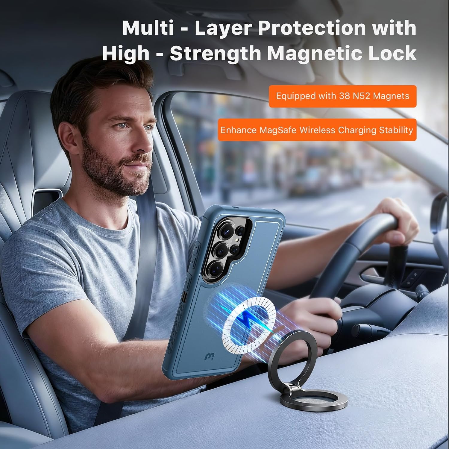 M MYBAT PRO for Samsung Galaxy S26 Ultra Case,Magnetic Cover with Drop-Tested Armor,Heavy Duty Protection Case for Galaxy S26 Ultra,Shockproof Cover|Supports Wireless Charging Blue