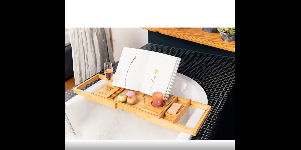 Vassoio Da Bagno In Bambù - Allungabile, Con Supporto Per Tablet, Vino E Accessori, Lusso E Pratico - Foto 2