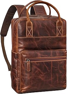 Topaz' Mochila Grande Piel Mujer Hombre perfecta como Mochila Viaje con fijación del carro o Mochila Negocios de Cuero Mochila Portátil 16 Pulgadas