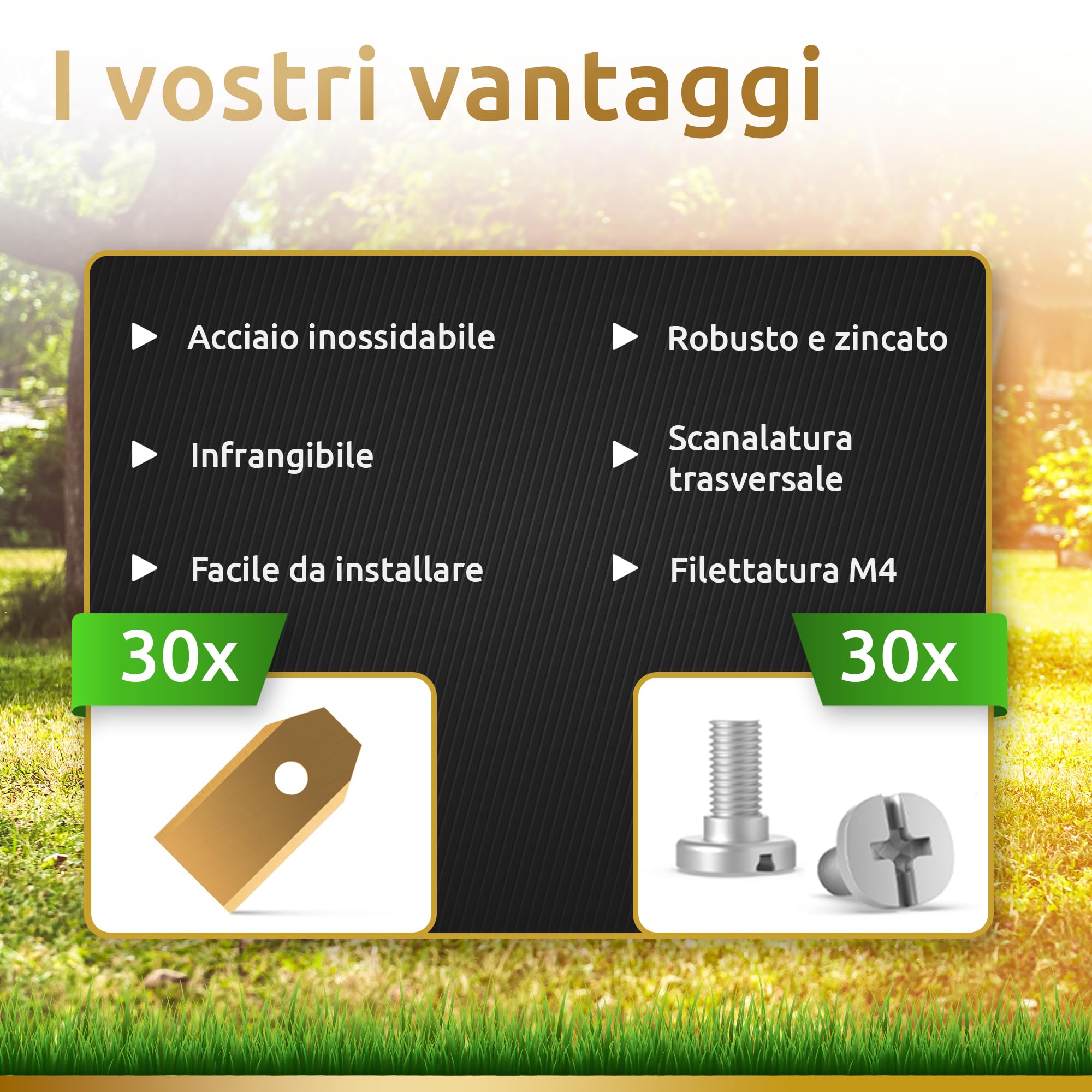 Lame Per Robot Tosaerba - 30 Lame In Acciaio Inox Con Rivestimento Titanio, Compatibili Gardena - Foto 10