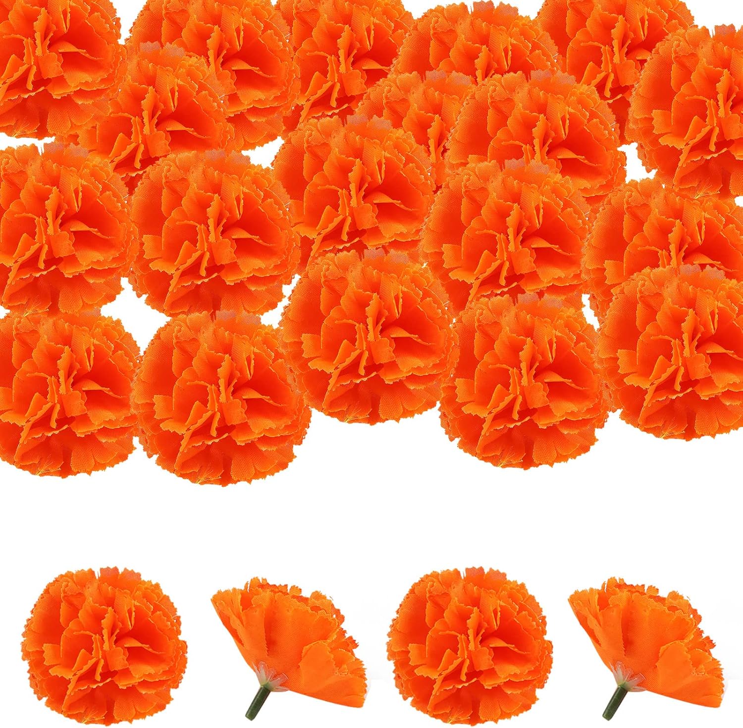 Minelife 50 Pieces Marigold Flower Heads Bulk Artificial