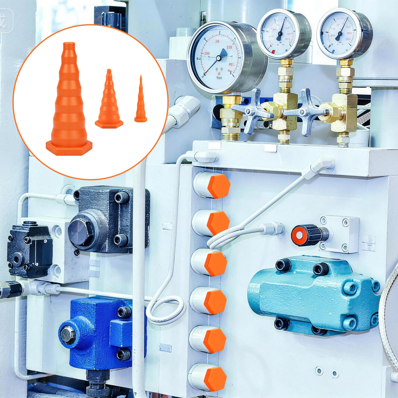 17 Stück Hydraulik Stopfen, 3 Größen Hydraulikschlauch Stopfen Gummistopfen Konisch Universal Hydrauliköl Gummistopfen für Hydraulikölschläuche Ölrohr Leckageverhütung