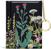 RouiDr Women's Slim RFID Blocking Trifold Leather Wallet with Keychain - Dandelion Floral, Compact 4.25" Design