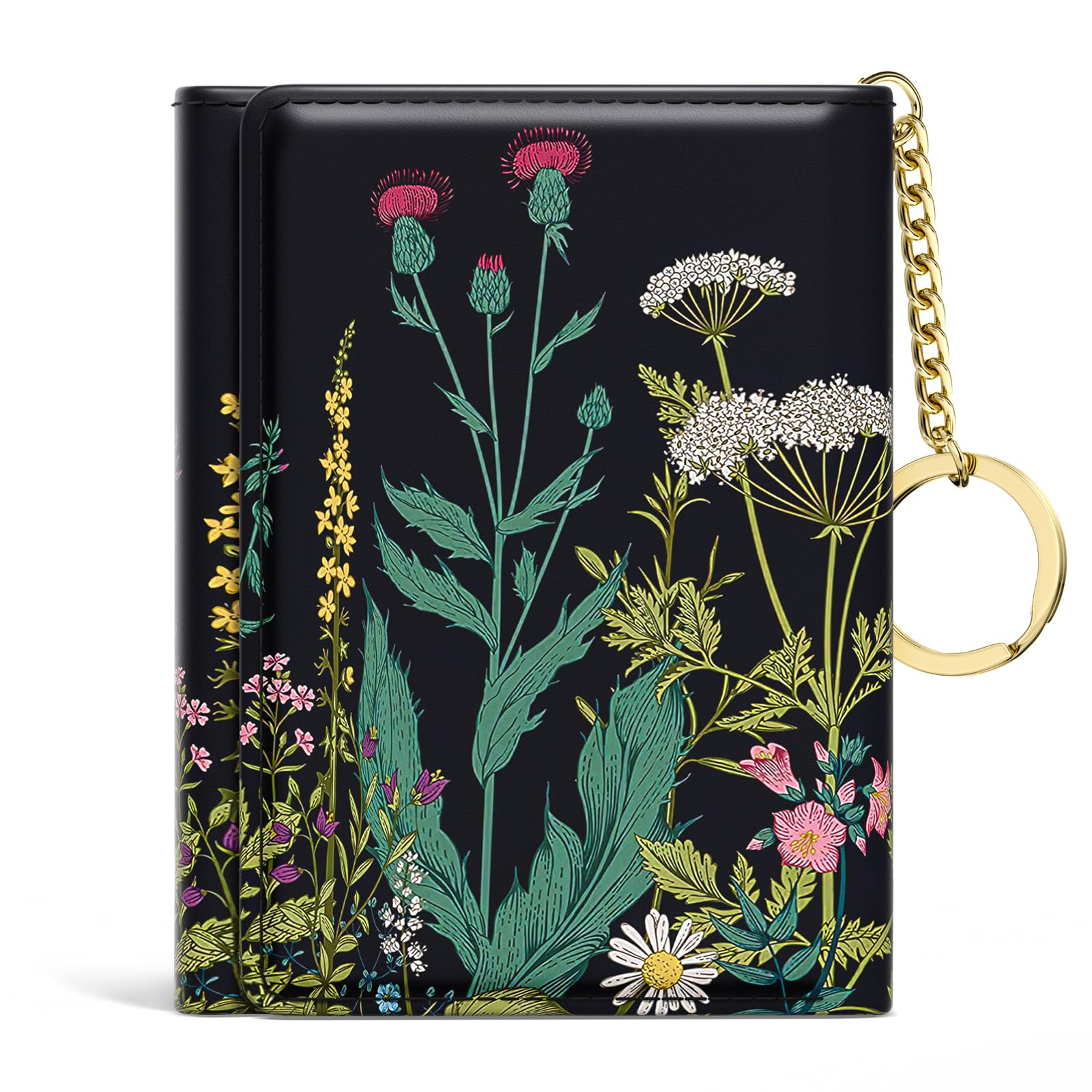 Rouidr Women's Slim Leather Wallet, Dandelion, 4.25 x 3.35 x 0.7 in, 1.8 oz