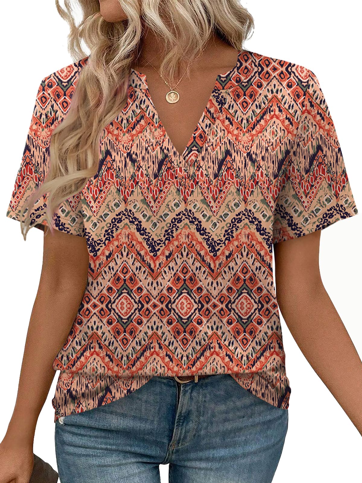 WEESO Womens Tops Summer Short Sleeve V Neck Blouses Business Casual Loose Fit Tshirts Trendy Fashion Outfits