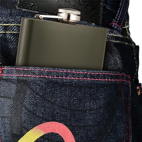 Miniatura 6 de GENNISSY Frasco de acero inoxidable 188 plateado de 10 onzas, frasco para licor con embudo (verde)