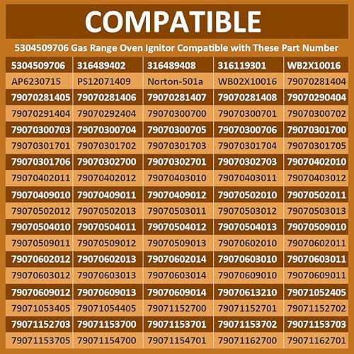 Miniatura 10 de WKZO 5303935066 - Piezas de repuesto para horno de cocina de gas para Frigidaire Electrolux Tappan Oven Range Reemplaza Horno Cooktop 5303935066