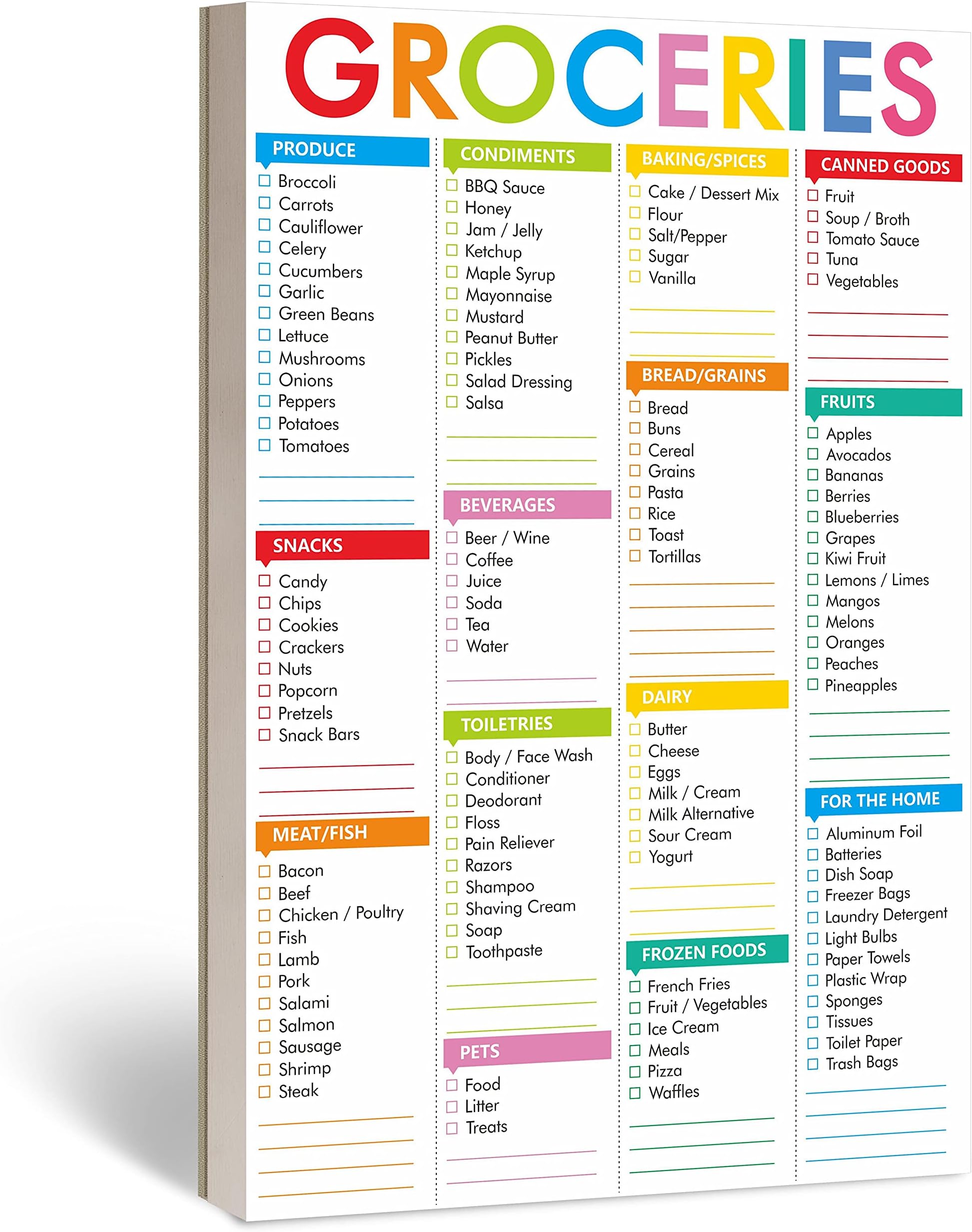 Hebayy 90 Sheets Fastcheck Grocery List Magnet Pad, 110 Printed Common Food for Fridge and Blank Grocery Shopping Spaces for Home. Size 6”x 9”