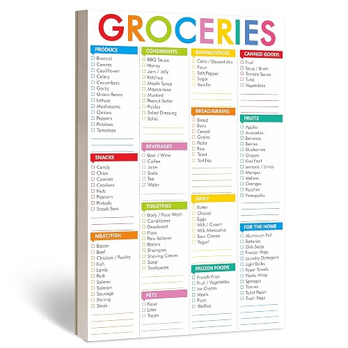 Hebayy 90 Sheets Fastcheck Grocery List Magnet Pad, 110 Printed Common Food for Fridge and Blank Grocery Shopping Spaces for Home. Size 6”x 9”