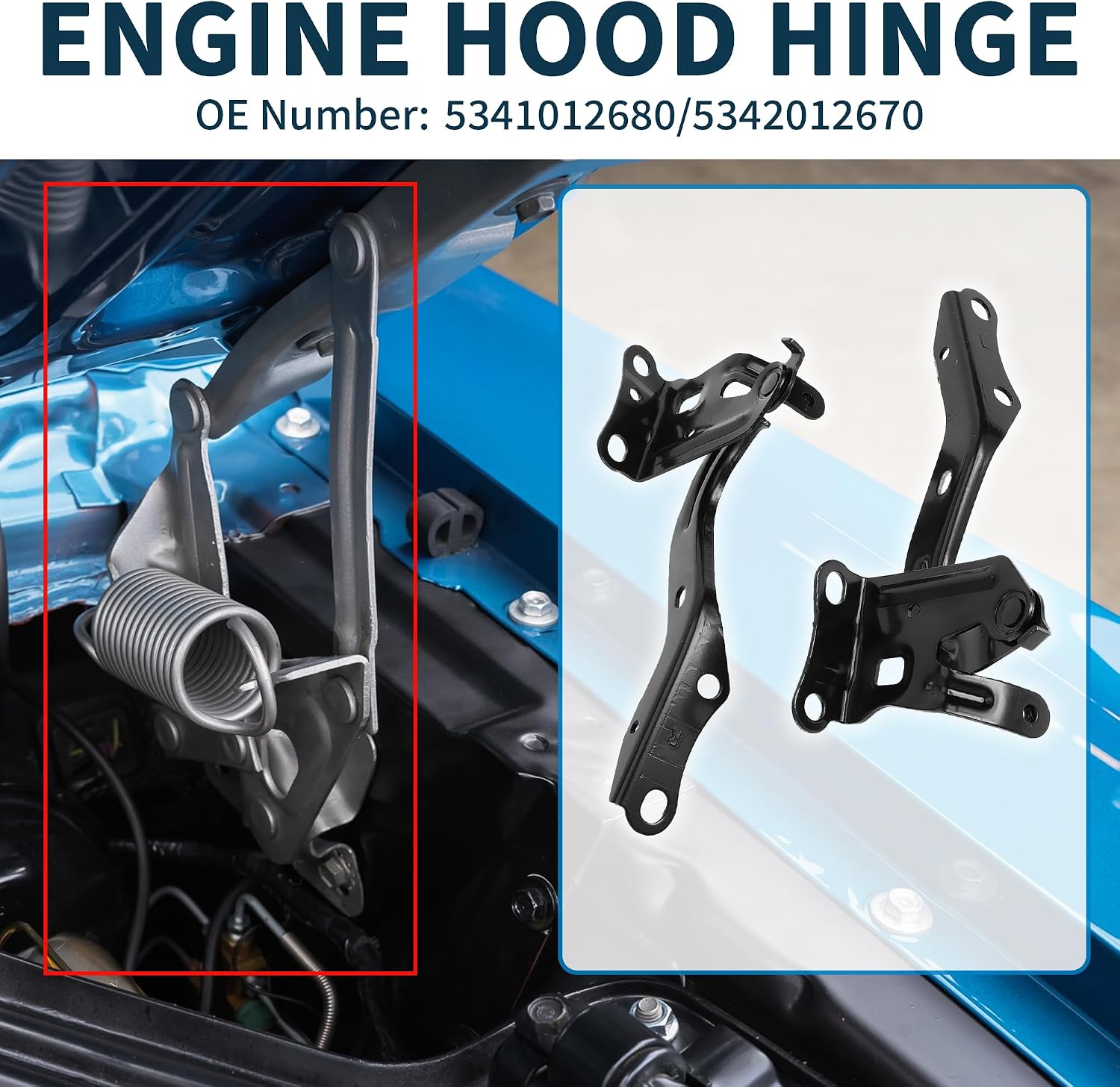 Hood Hinges for Toyota Corolla 2019-2021 Front Driver and Passenger Side No.5341012680/5342012670 Front Bonnet Bracket Black 1 Pair