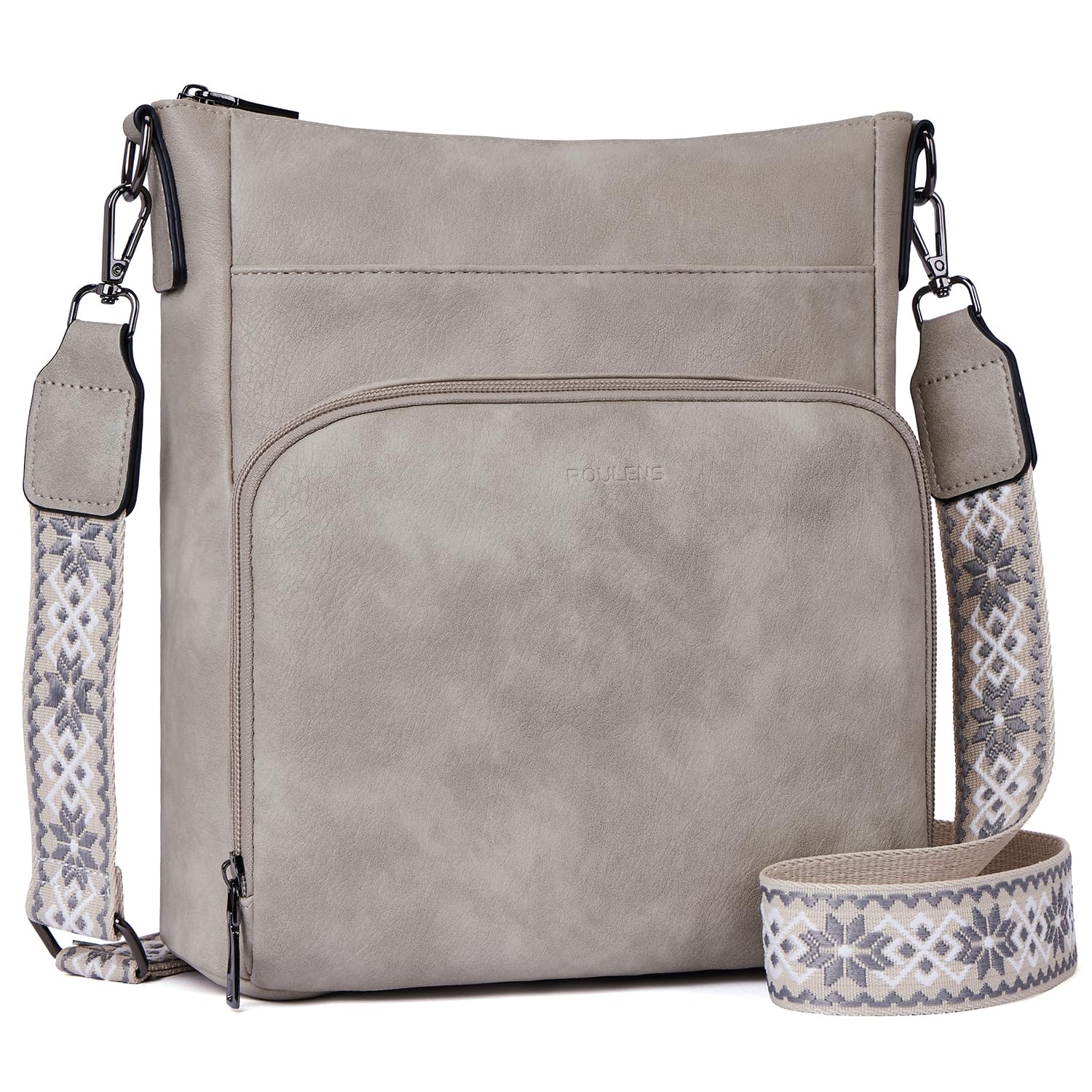 Roulens Umhängetaschen für Damen, Weiches Veganes Leder Mittelgroße Crossbody Bags, Schulterhandtasche mit Reißverschluss Geldbörsenfach auf der Vorderseite