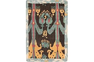 SAFAVIEH Ikat Collection Accent Rug: Vintage Style, Handcrafted Wool, 2x3, Charcoal & Blue (IKT221A)