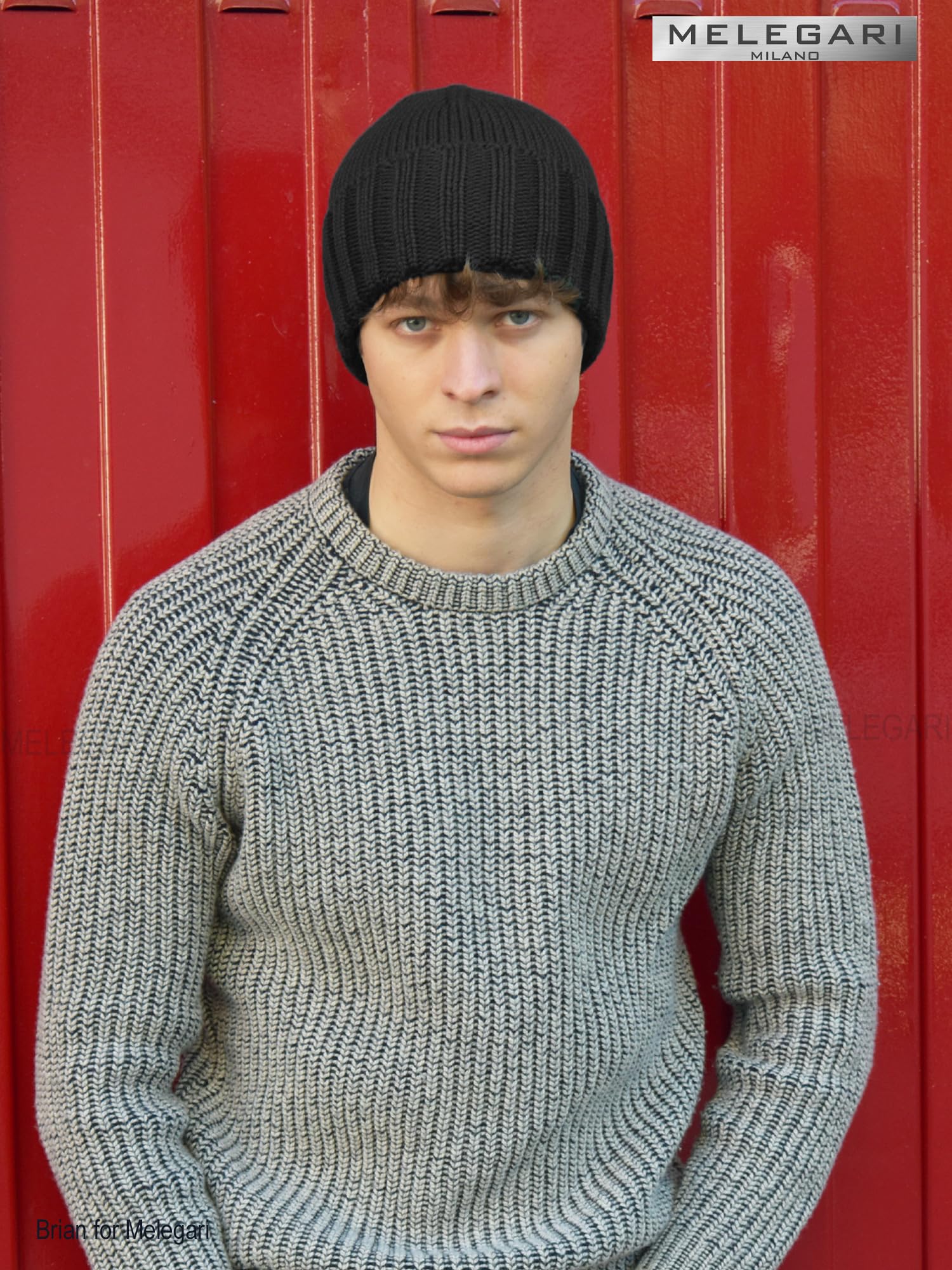 MELEGARI Gorro gorro borde alto | Beanie Varese | pura lana merino | Made in Italy