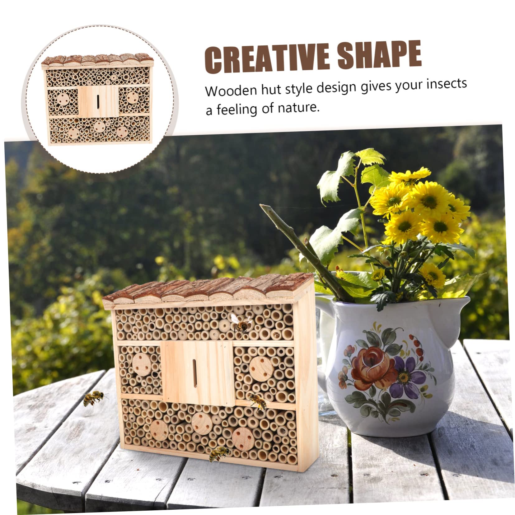 Kreatives Insektenhaus Home Decor wohnungseinrichtung gartenzubehör Outdoor Decoration insektenhäuser Bestäuberhaus Maurerhaus Briefbienen Gartenhaus Außenhütte Hotel Holz