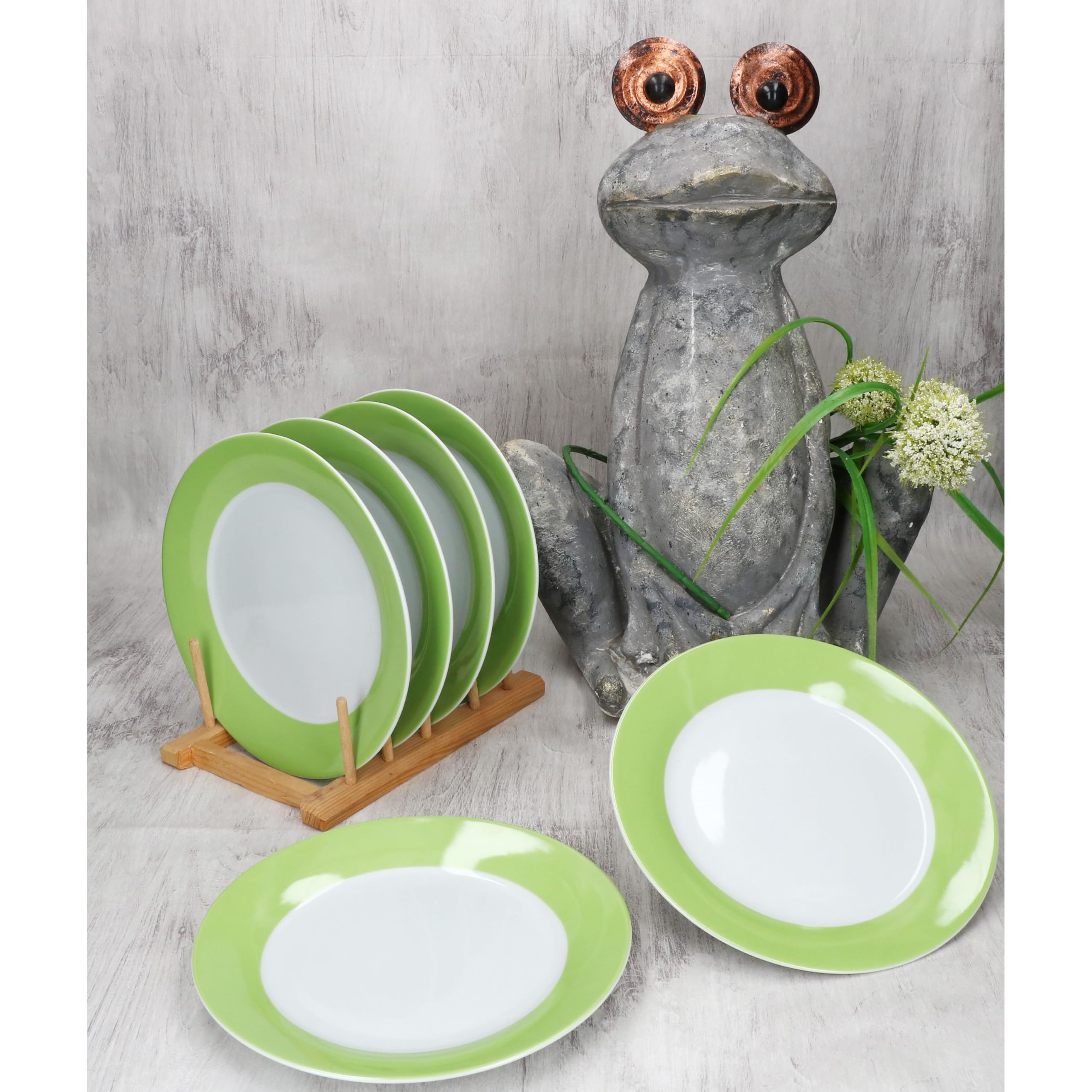 MamboCat 6er Set Variant Grün Kuchenteller I farbige Porzellan-Frühstücksteller für 6 Personen I bunte kleine Teller für Salat, Dessert & Co. beim Frühstück, Mittag, Kaffee & Abendbrot