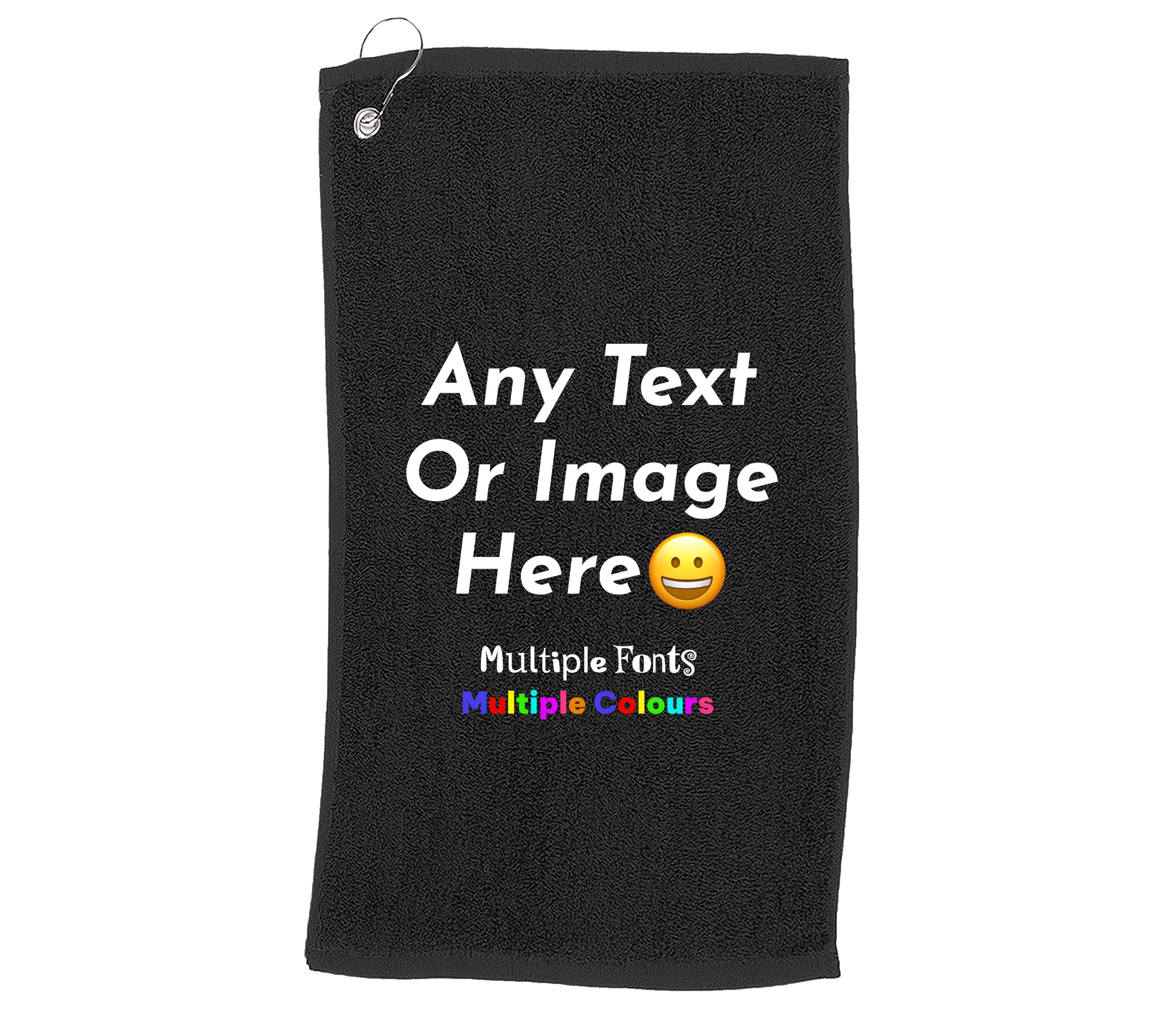 Varsany Black Custom Golf Towel With Clip – Upload Your Photo or Choose Any Text – Top Golf Gifts For Men