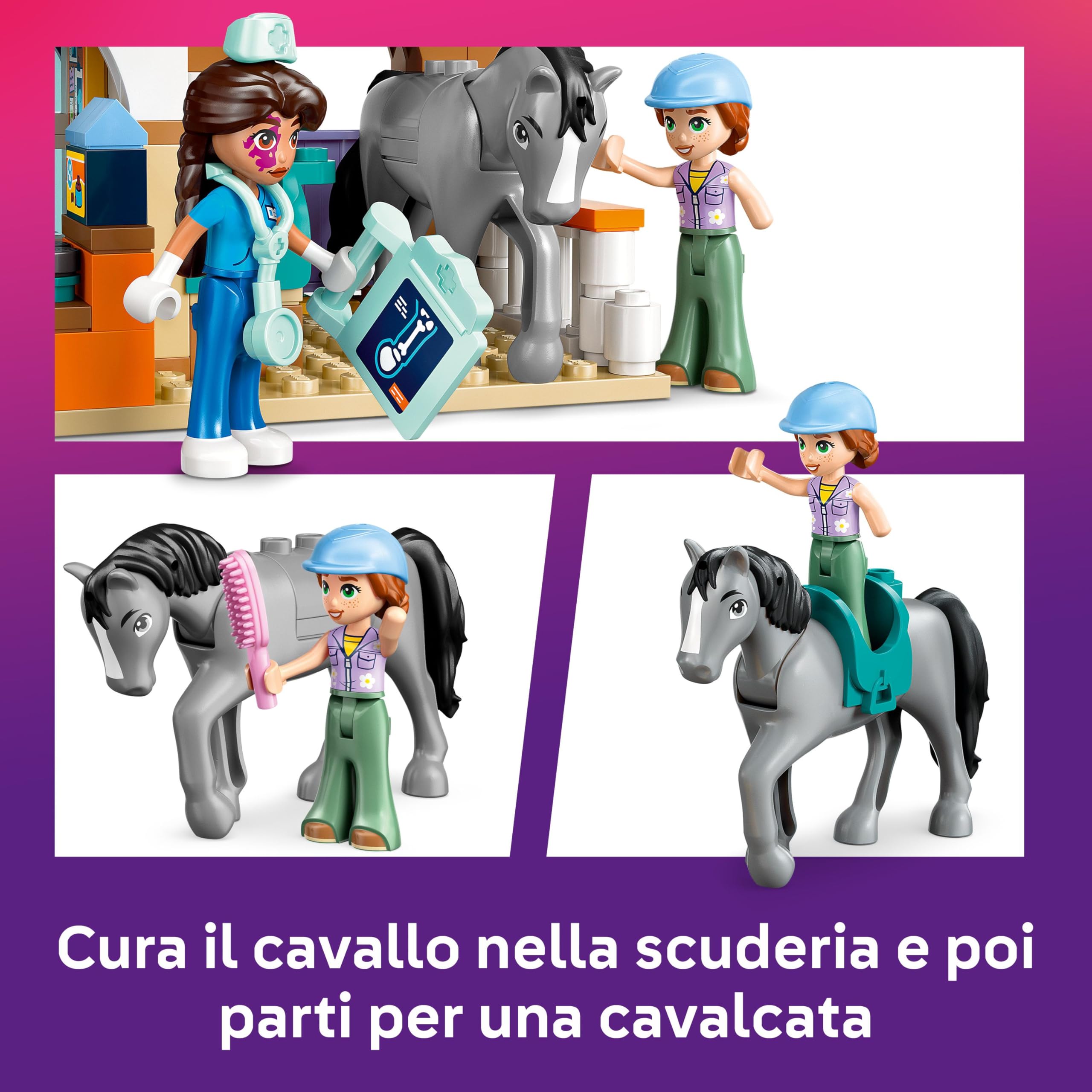 LEGO Friends Cavallo e Clinica Veterinaria Giocattolo per Animali Domestici - con Cavallo, Gatto, 3 Cani, 3 Mini Bamboline, Stalla e Accessori - Regalo di Compleanno per Bambine da 6 Anni - 42651