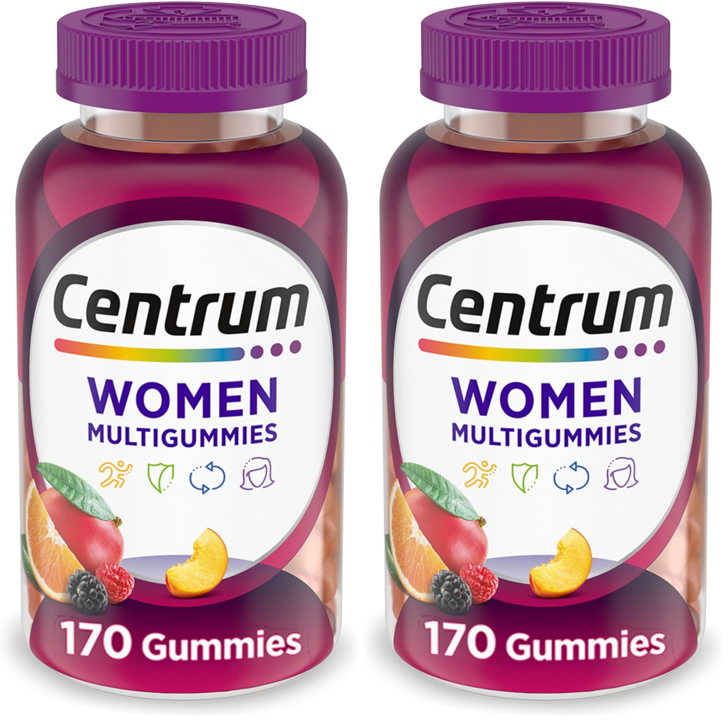 Centrum MultiGummies Gummy Multivitamin for Women, Multivitamin/Multimineral Supplement with Vitamin D3, B Vitamins and Antioxidants, Assorted Fruit Flavor - 170 Count (Pack of 2)