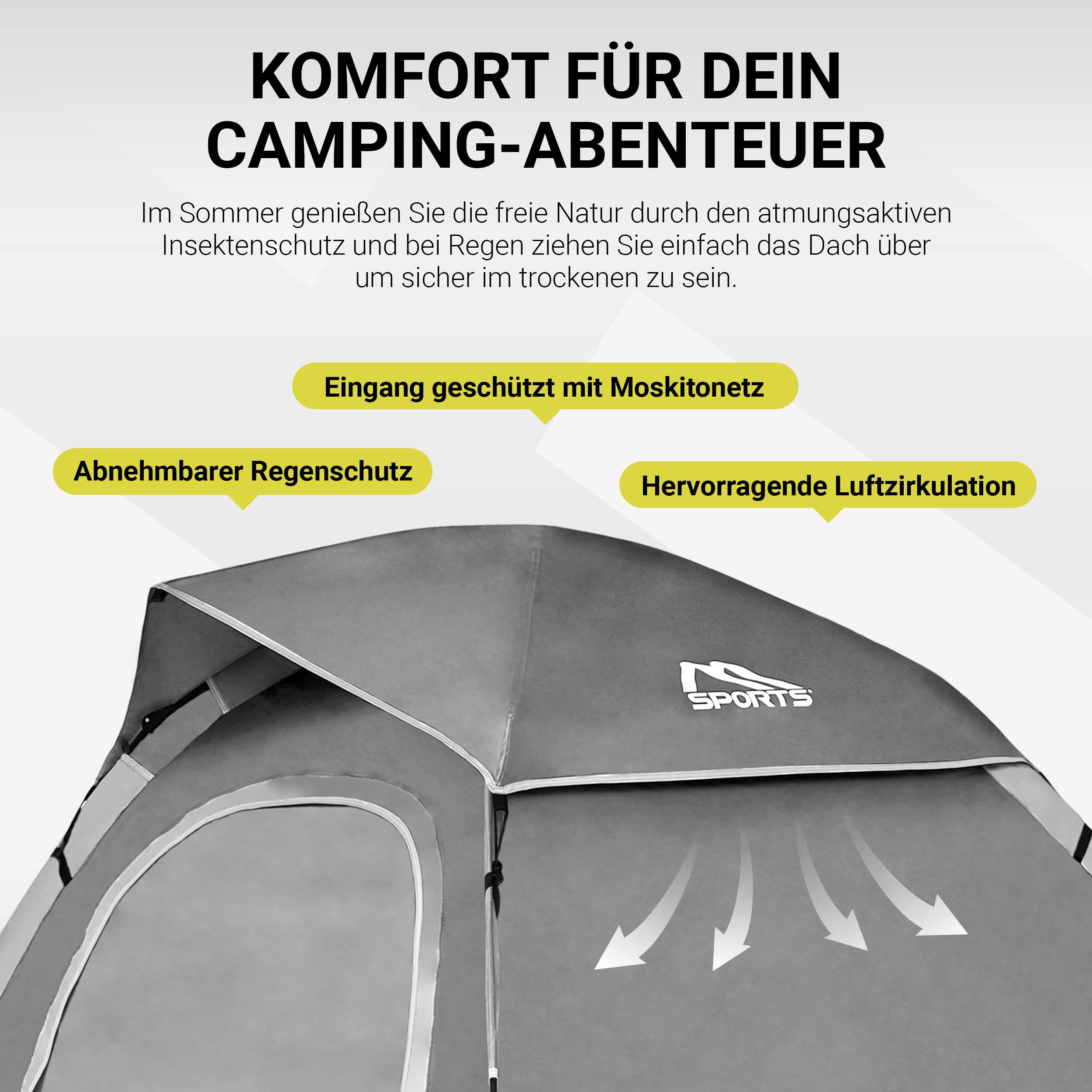 MSPORTS Namiot kempingowy Premium Pop Up dla 2-3 osób, wodoszczelny, wiatroszczelny, namiot kopułowy