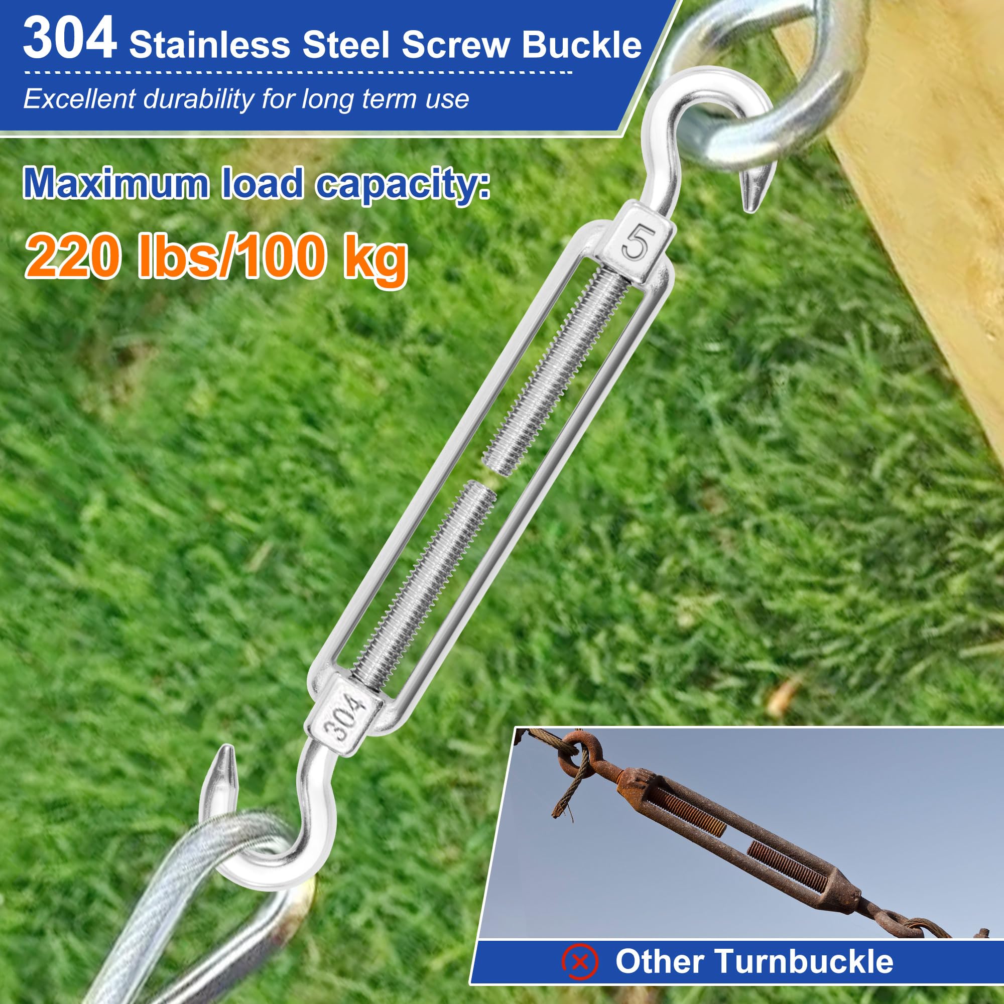 Sheryl&Rain M5 Seilspanner Set Edelstahl - 17-teilig Für Seile & Drahtseile