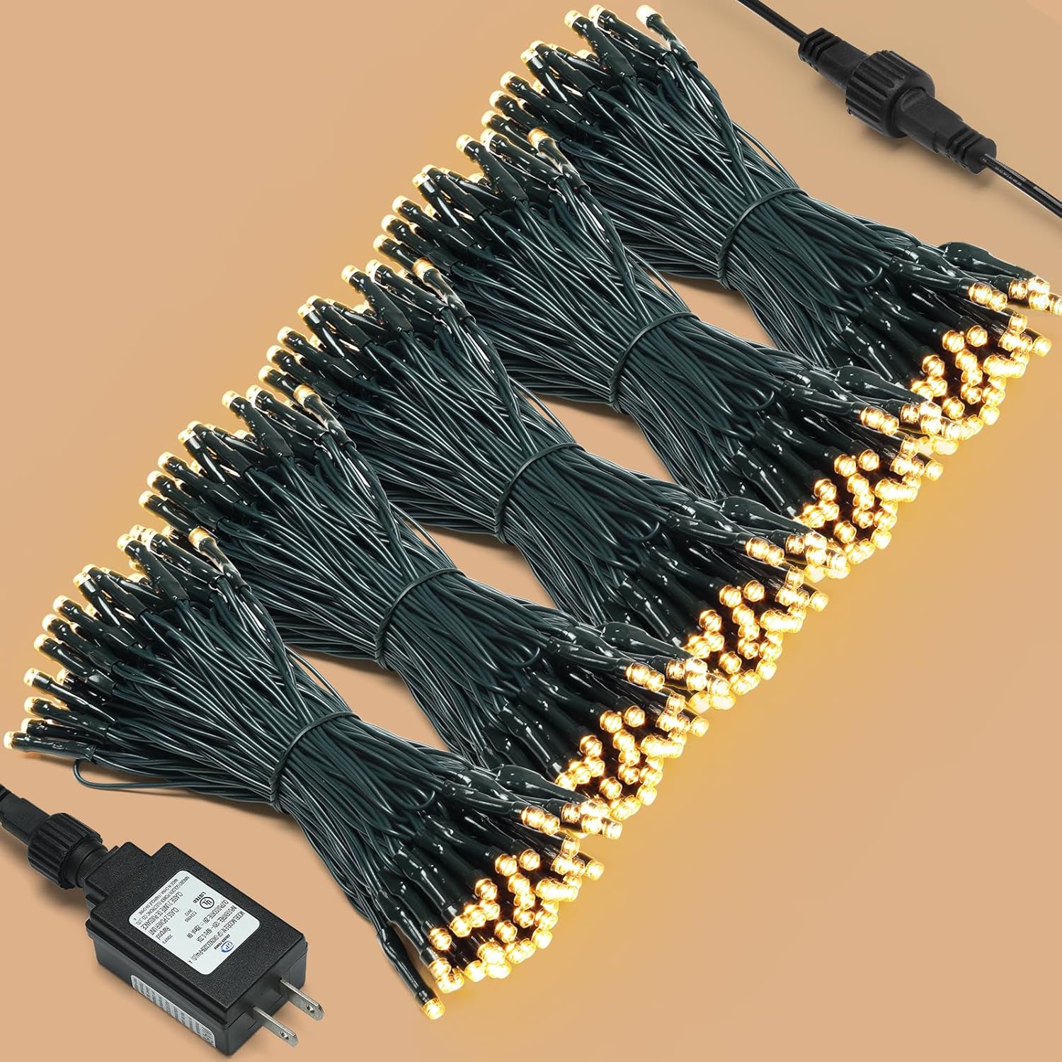 300 LED Warm White Christmas Lights, 120ft Twinkle Chrstmas Tree Lights with Remote, 8 Modes Warm White Outdoor Waterprfoof, Fairy Plug in for Xmas, Bedroom, Wedding Decor, Green Wire