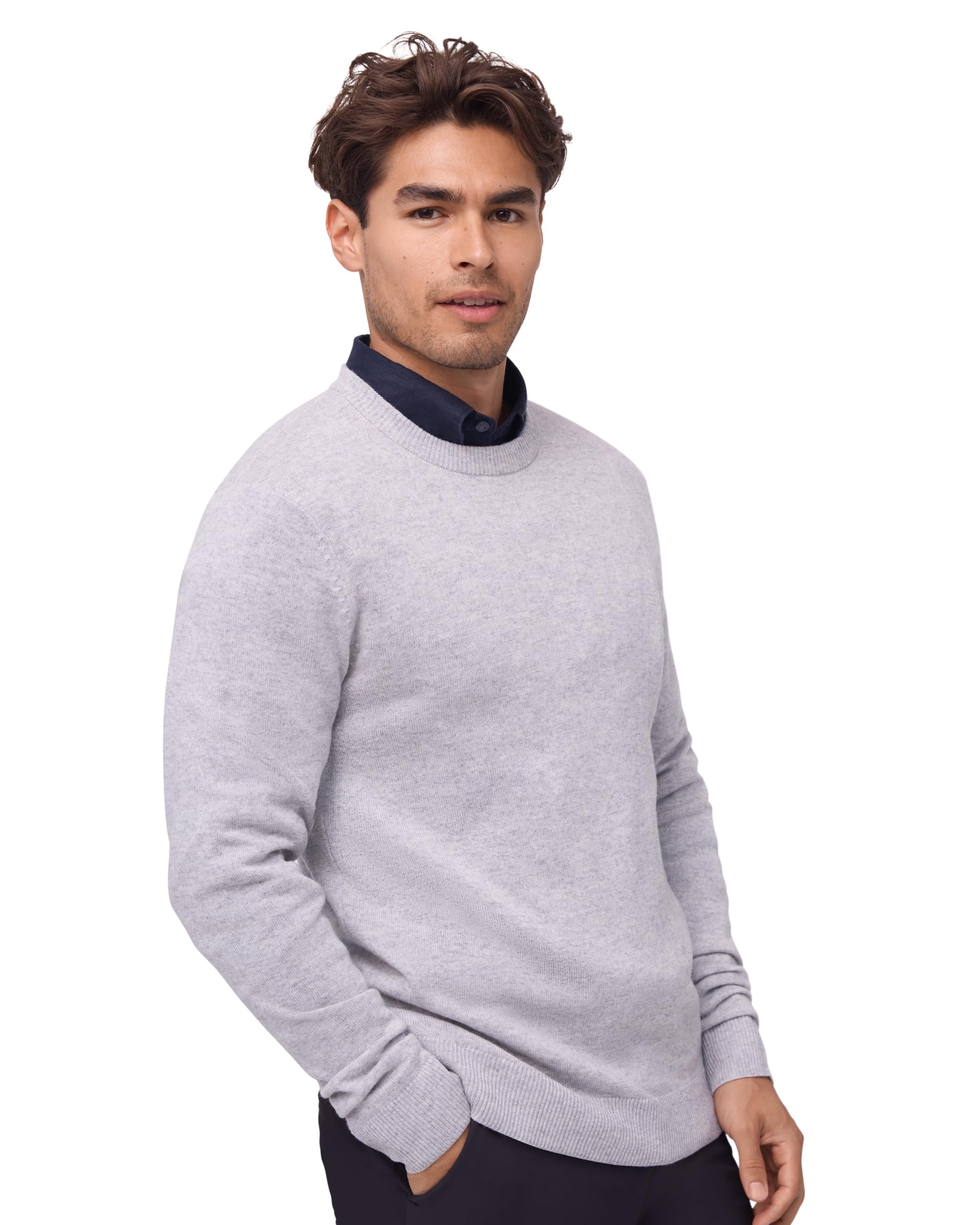 DANISH ENDURANCE Maglioncino Uomo Maniche Lunghe, Morbido Misto Cashmere, Maglione Girocollo Lana Merino e Cashmere, Comodo e Traspirante