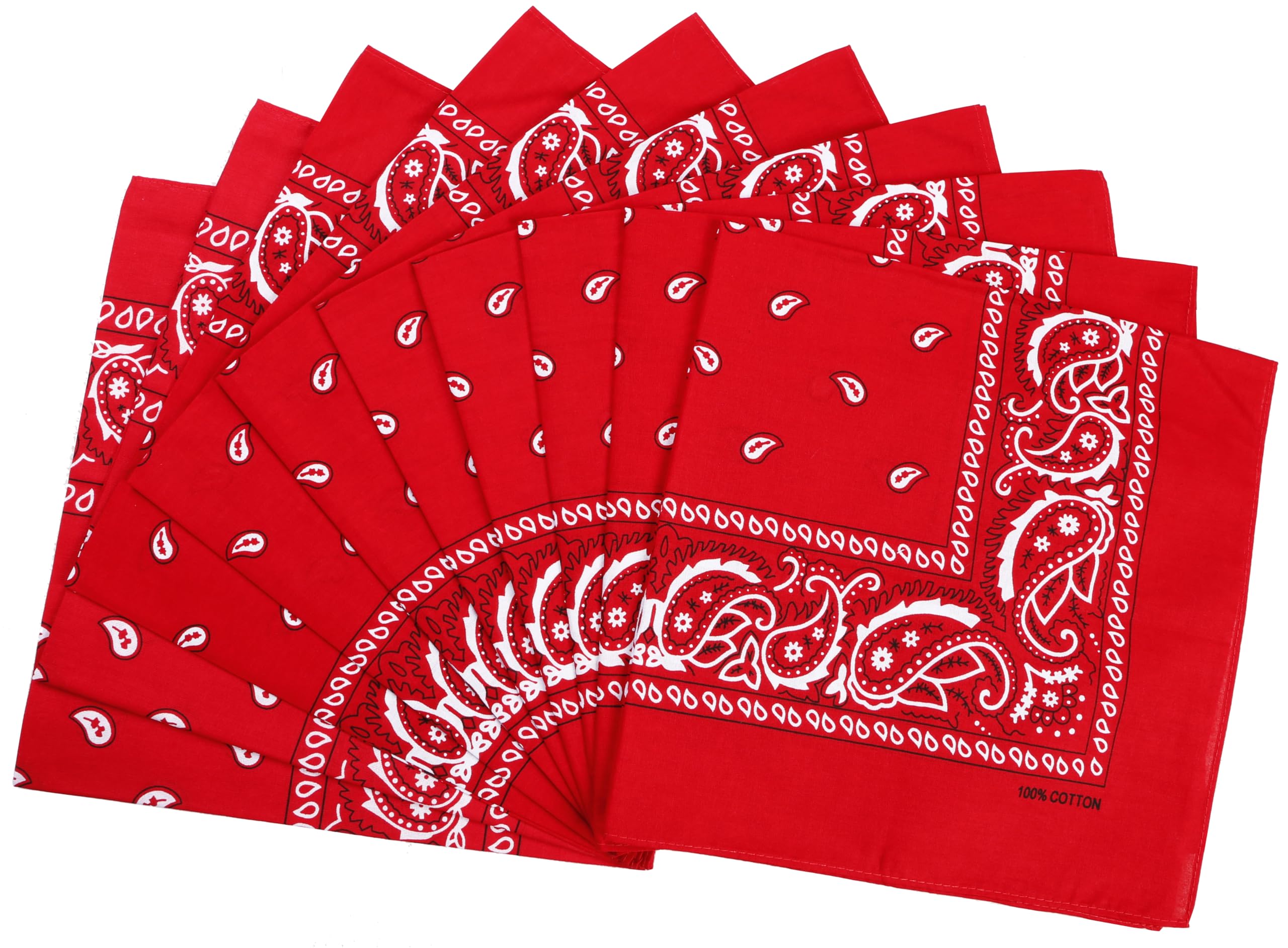 FANNI YOUPIN 100% Cotton Fine thick Bandanas Fashion Scarf for Men Women Paisley printed 22 inches 12pcs packed in Gift box