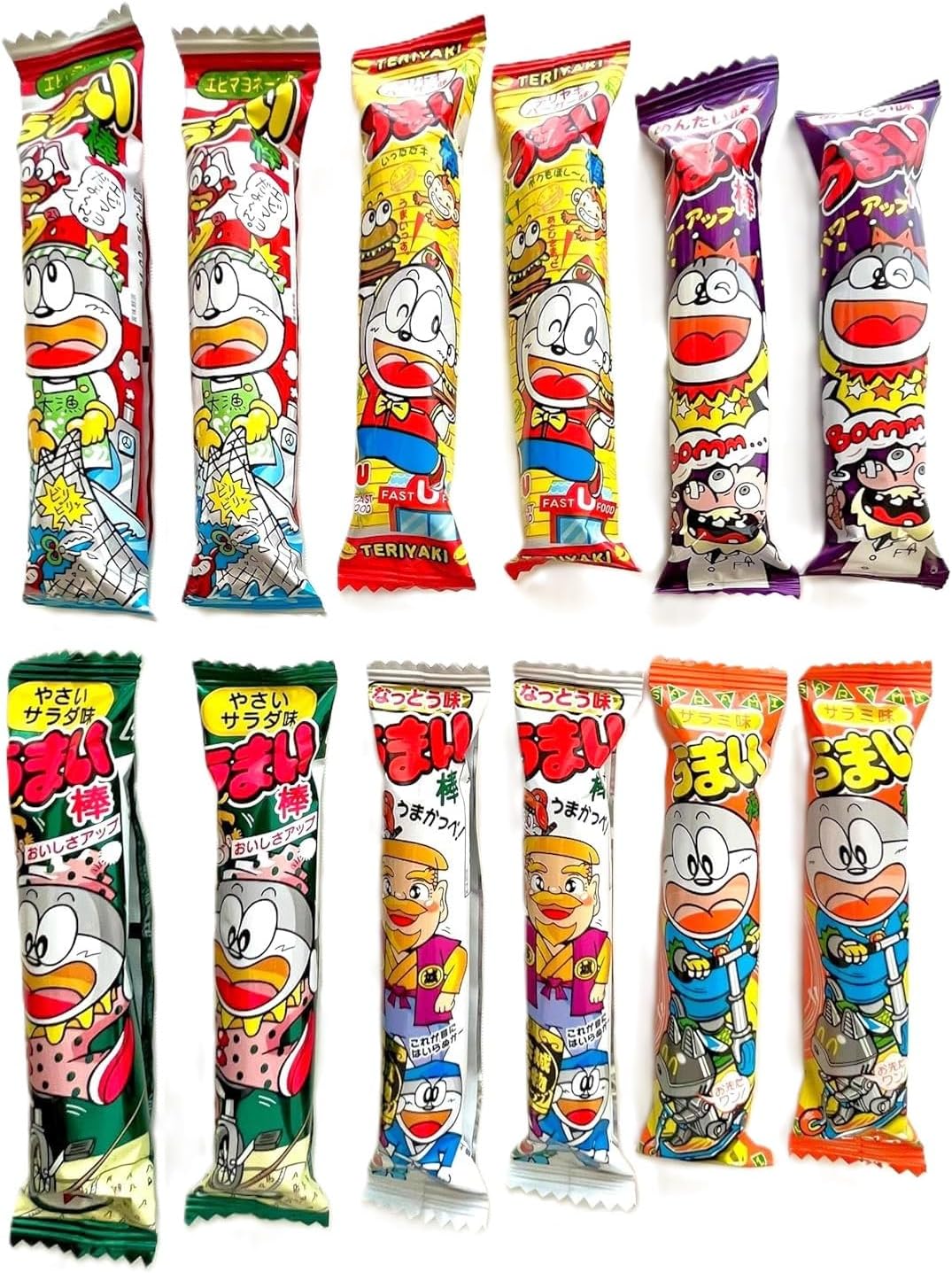 Umaibo Japanese Corn Puffed Snacks Variety Pack 10 Flavors (20 packages)