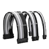 Formulamod Sleeve Extension Power Supply Cable Kit 18AWG ATX 24P+ EPS 8-P+PCI-E8-P with Combs for PSU to Motherboard/GPU Fm-NCK3 (Black Silver White)