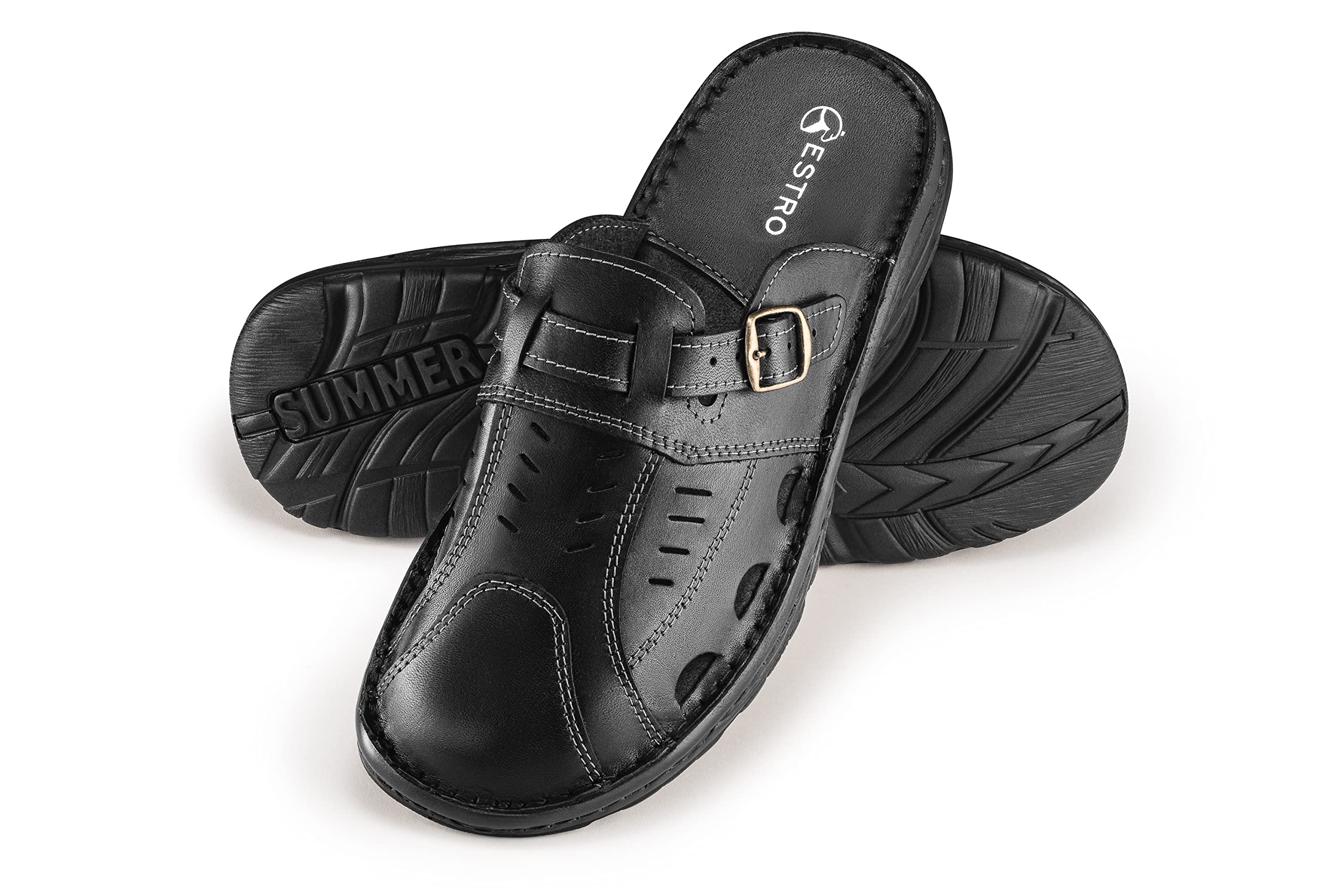 ESTRO Sandali Uomo Esitvi Pelle - Ciabatte Uomo Estive Pelle Sandalo con Suola Gomma Antiscivolo s4