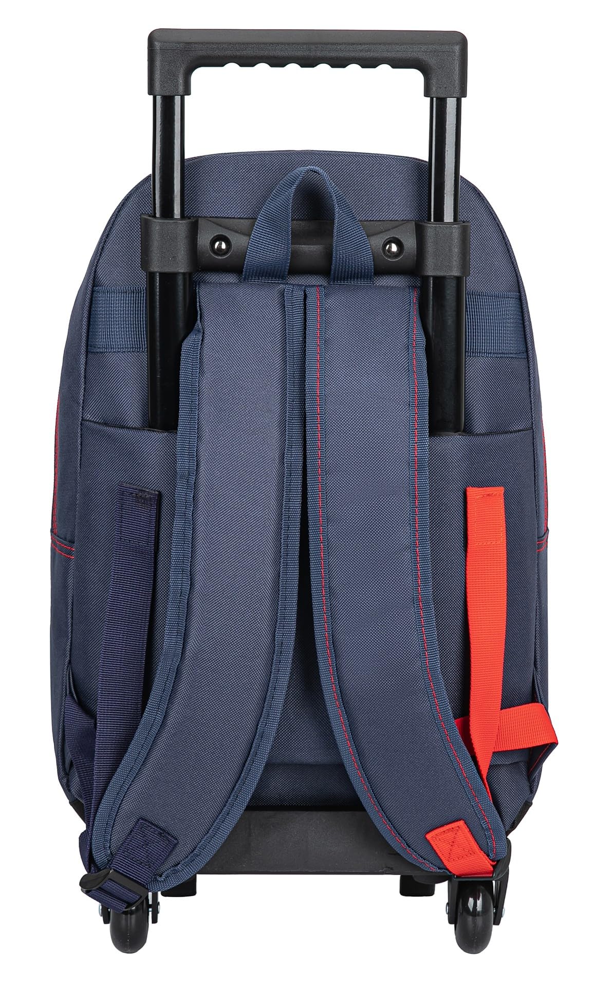 PSG Paris Saint-Germain - Mochila escolar con ruedas para niño | Colección Oficial PSG, Trolley Extensible, Ruedas Integradas, Correas Acolchadas, Azul Marino y Rojo