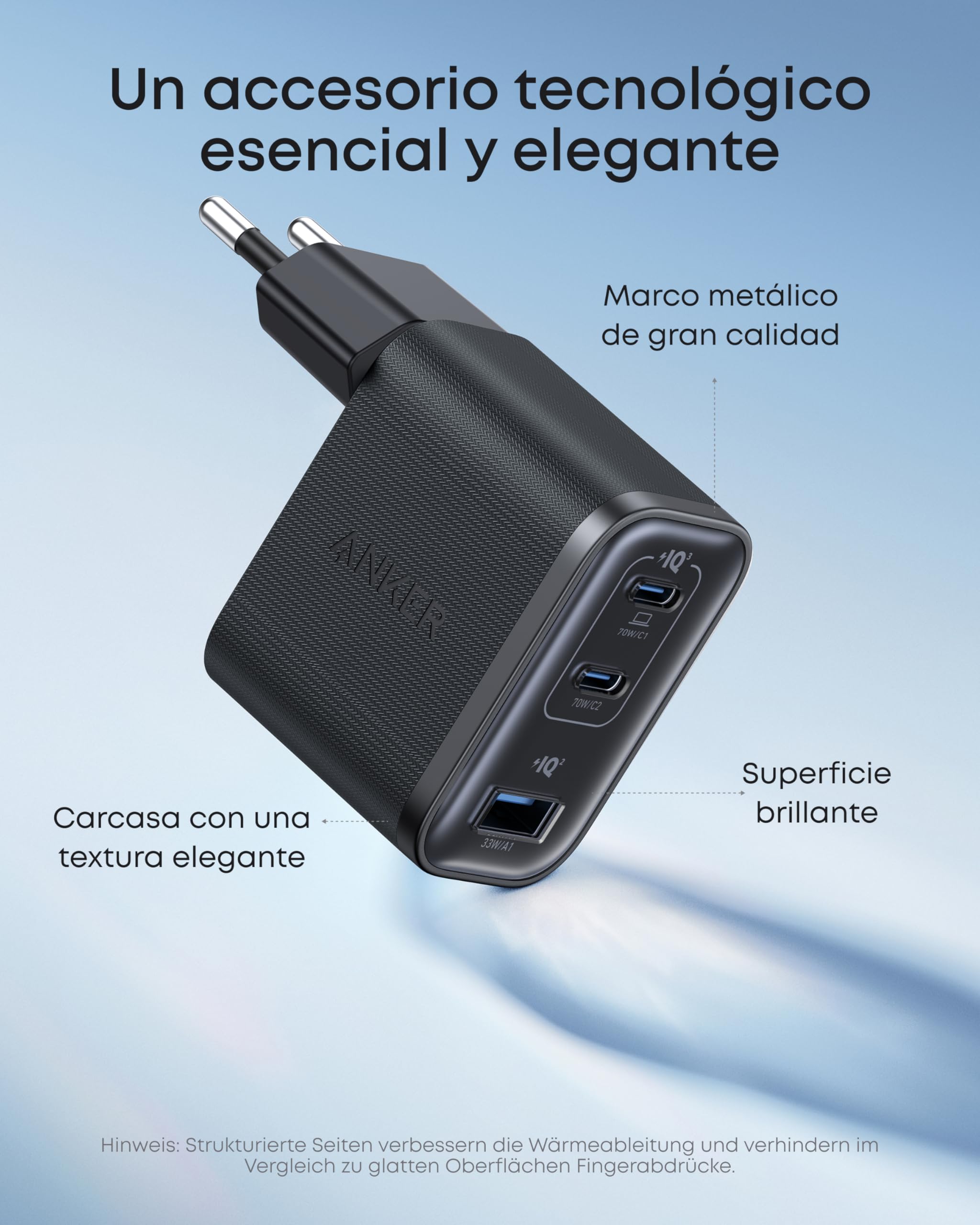 Anker Nano şarj cihazı, 3 portlu güç kaynağı, ultra hızlı 70 W güç