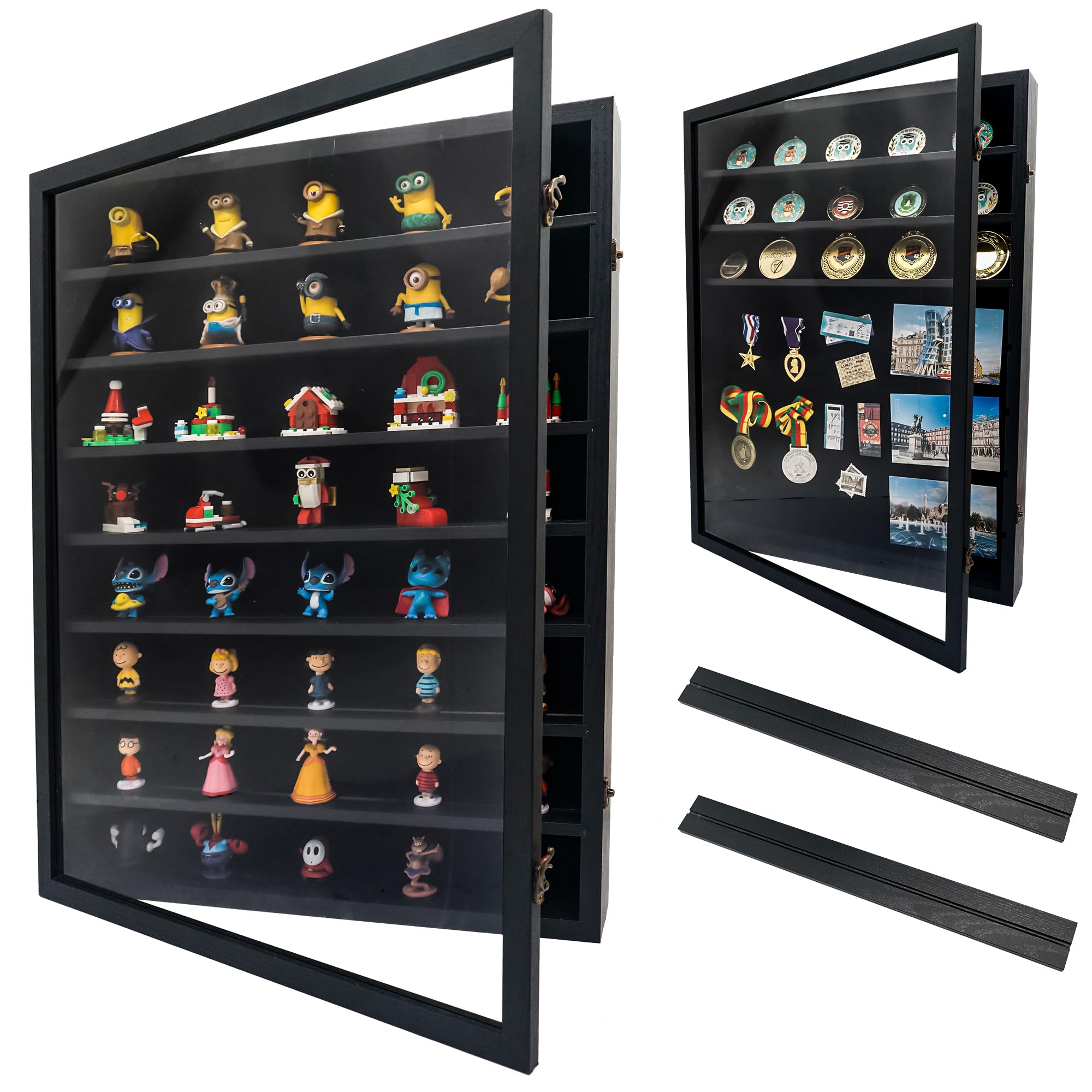 18*24 Large Black Shadow Box Frame with Removable Shelves,Shadow Boxes Display Cases for Small collectables，Deep Memory Box Display Case Trinket Shelf for Collection，Coins，Miniatures Figures