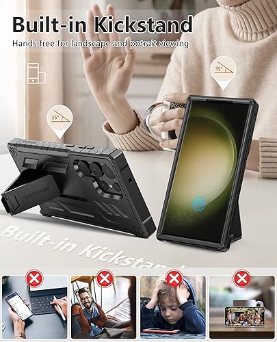Miniatura 4 de FNTCASE Funda para Samsung Galaxy S23-Ultra protección de grado militar a prueba de caídas cubierta móvil con soporte TPU resistente a prueba de
