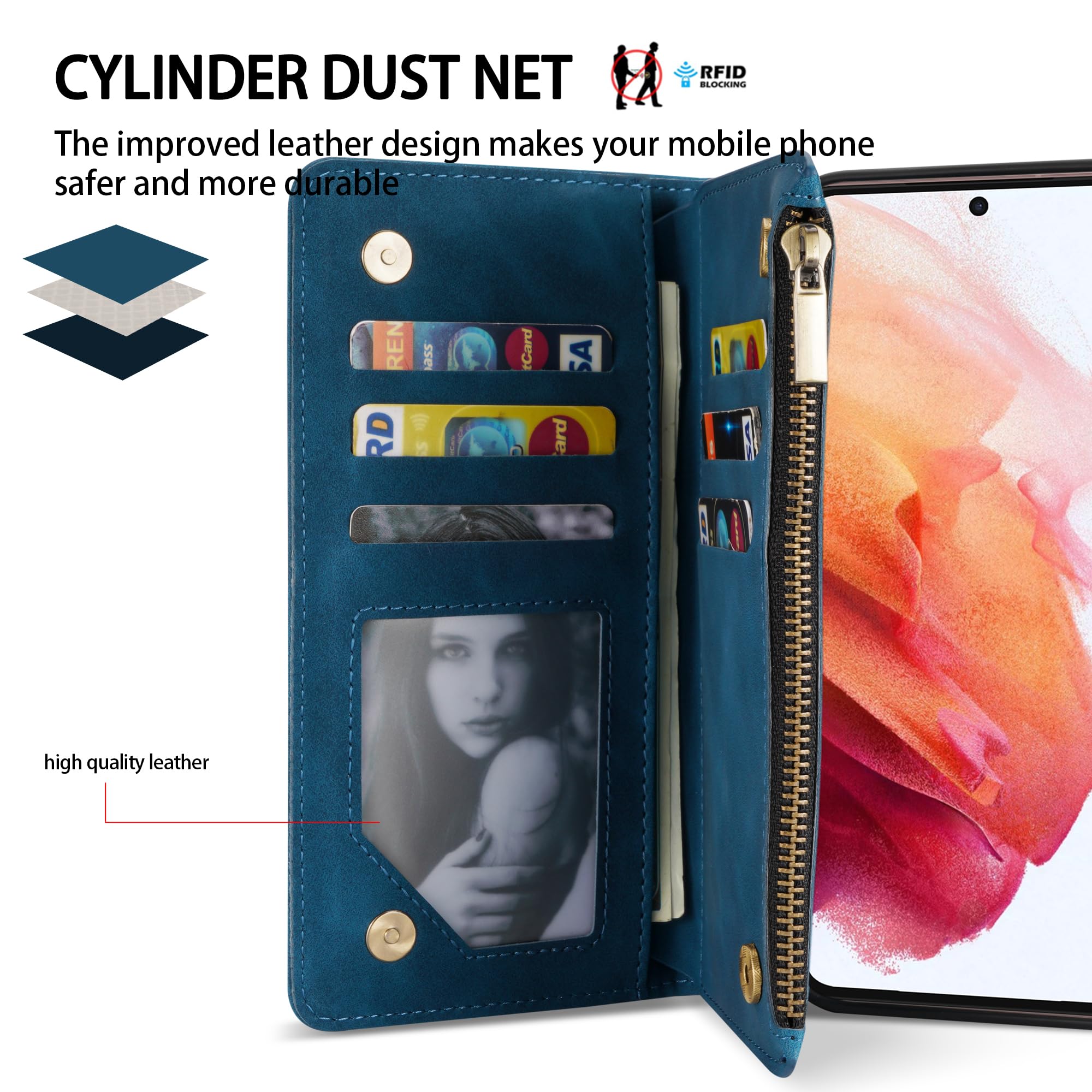 Amazon.com: ZZXX for Samsung Galaxy S21 Wallet Case with Card Slot