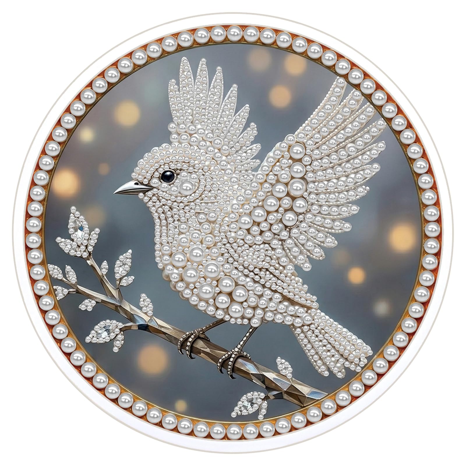 POETRYDRAW Birds DIY Pearl Painting Kit with Round Frame & Tassel 9.25x9.25inch Pearl Painting Art Kits Pearl Dot Painting for Adults Beginners Home Wall Decor