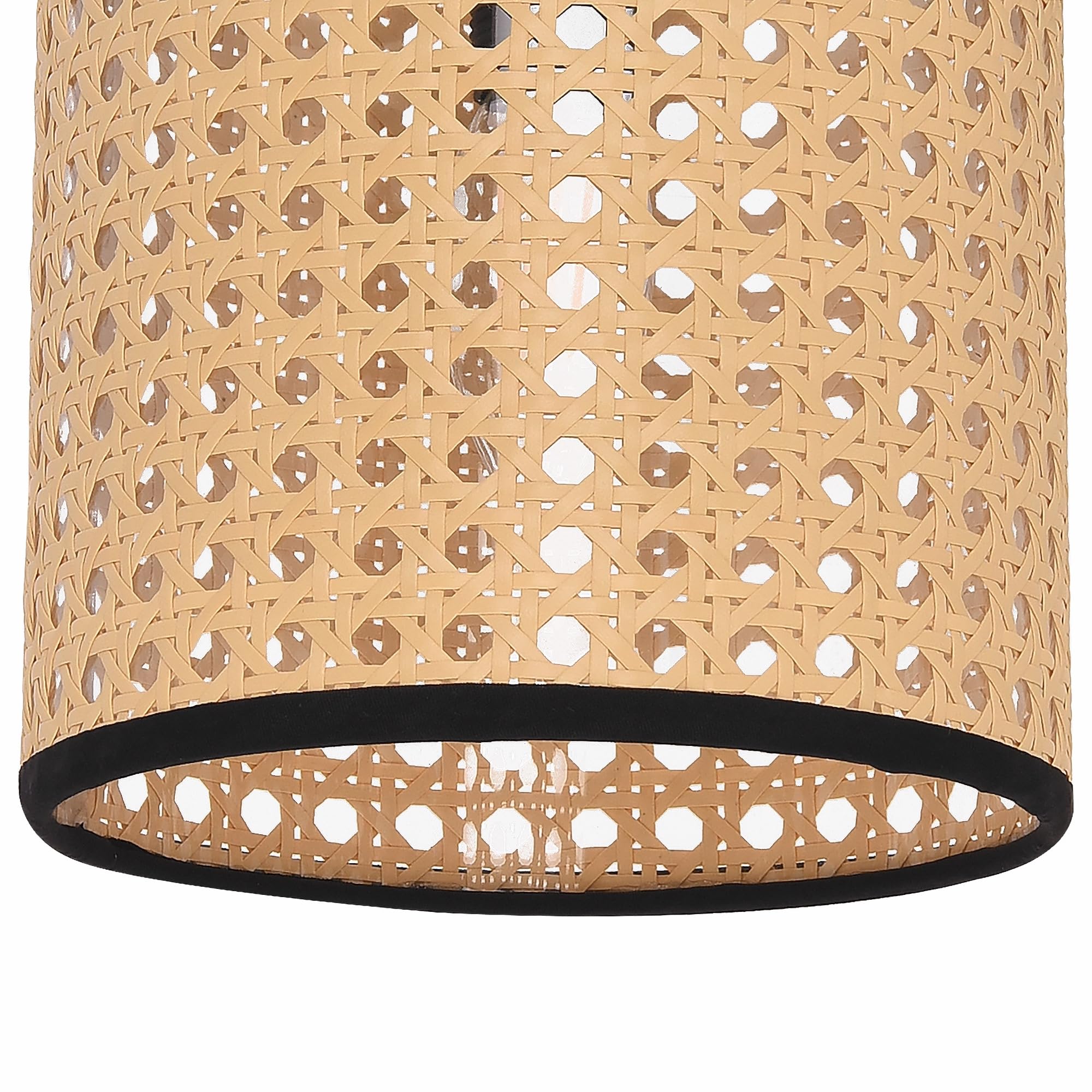 lux.pro Lámpara de Pared Aplique para Escaleras Sala Pasillos Hoteles Pantalla de Ratán 1x E14 40W Metal Plástico 25 x Ø 16 cm - Negro y Beige