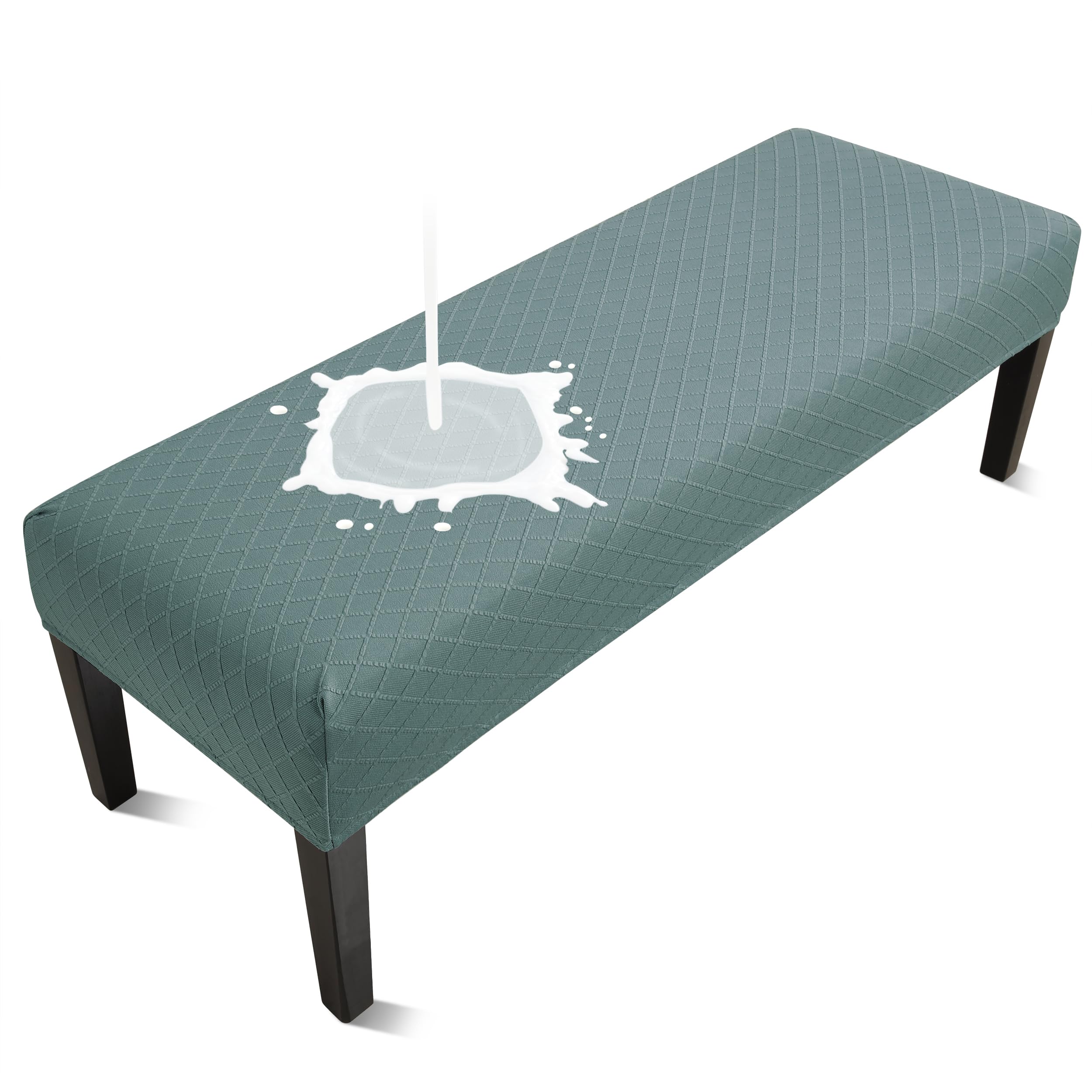 Fuloon Waterproof Dining Bench Cover, Removable Slipcover Washable Seat Protector for Living Room, Bedroom, Kitchen (Dark Green)