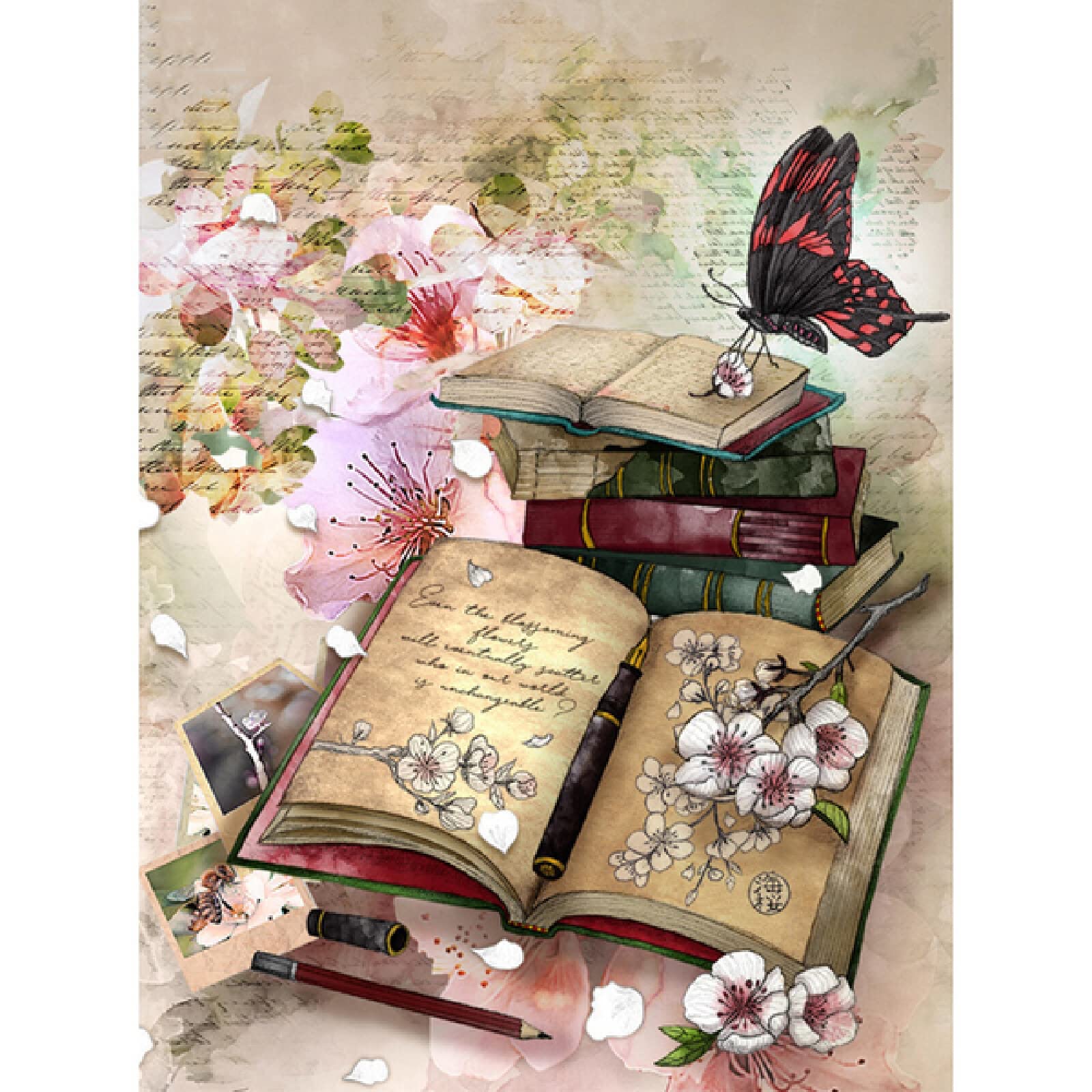 ZHXXFD 5D Diamond Painting Kits for Adults Kids Book Butterfly 30X40 Full Drill Round Large Diamond Art Embroidery Cross Stitch Kits,A30