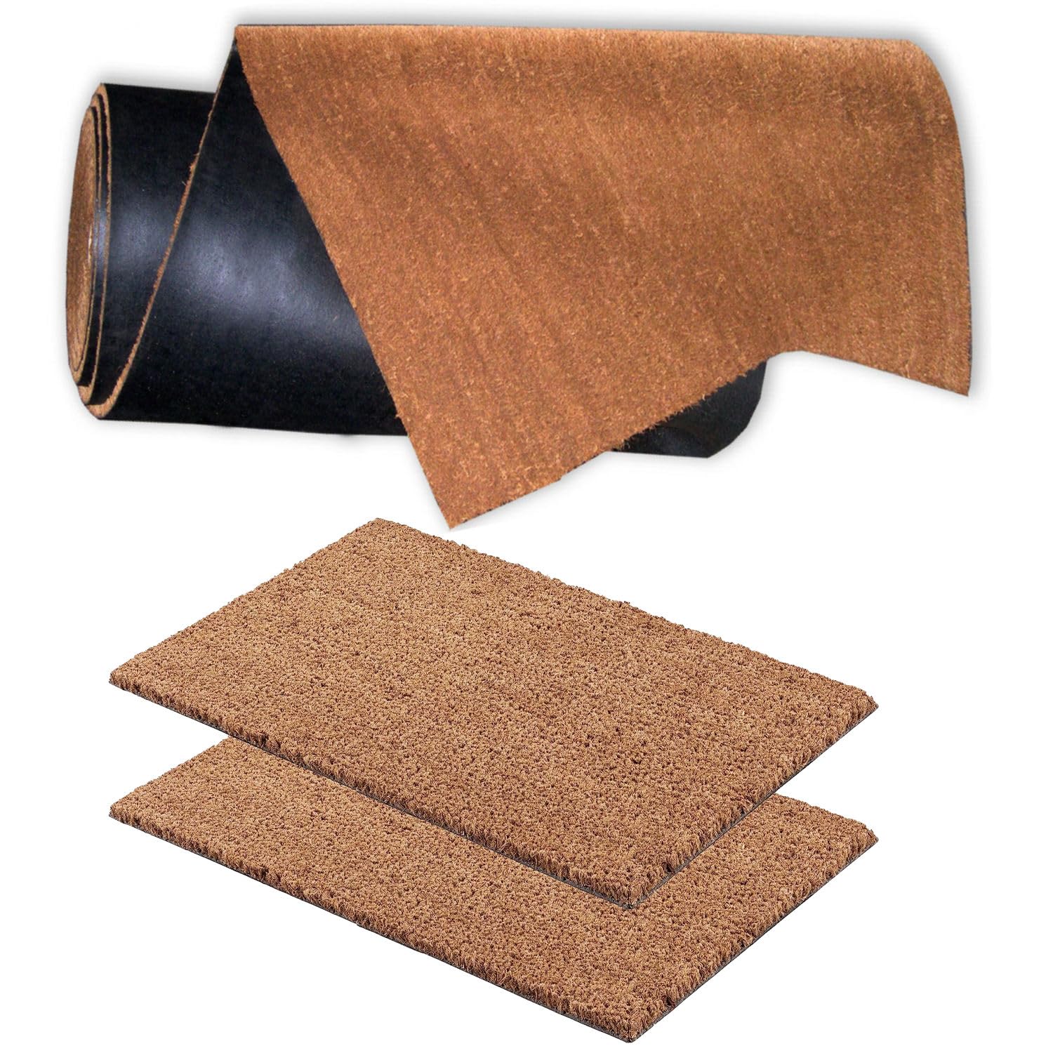 Generic - Paillasson en fibres de coco antidérapant sur mesure - Tapis antibactérien pour portes - Intérieur et extérieur couvert - Fibres naturelles durables - 100% coco (80 x 130 cm)