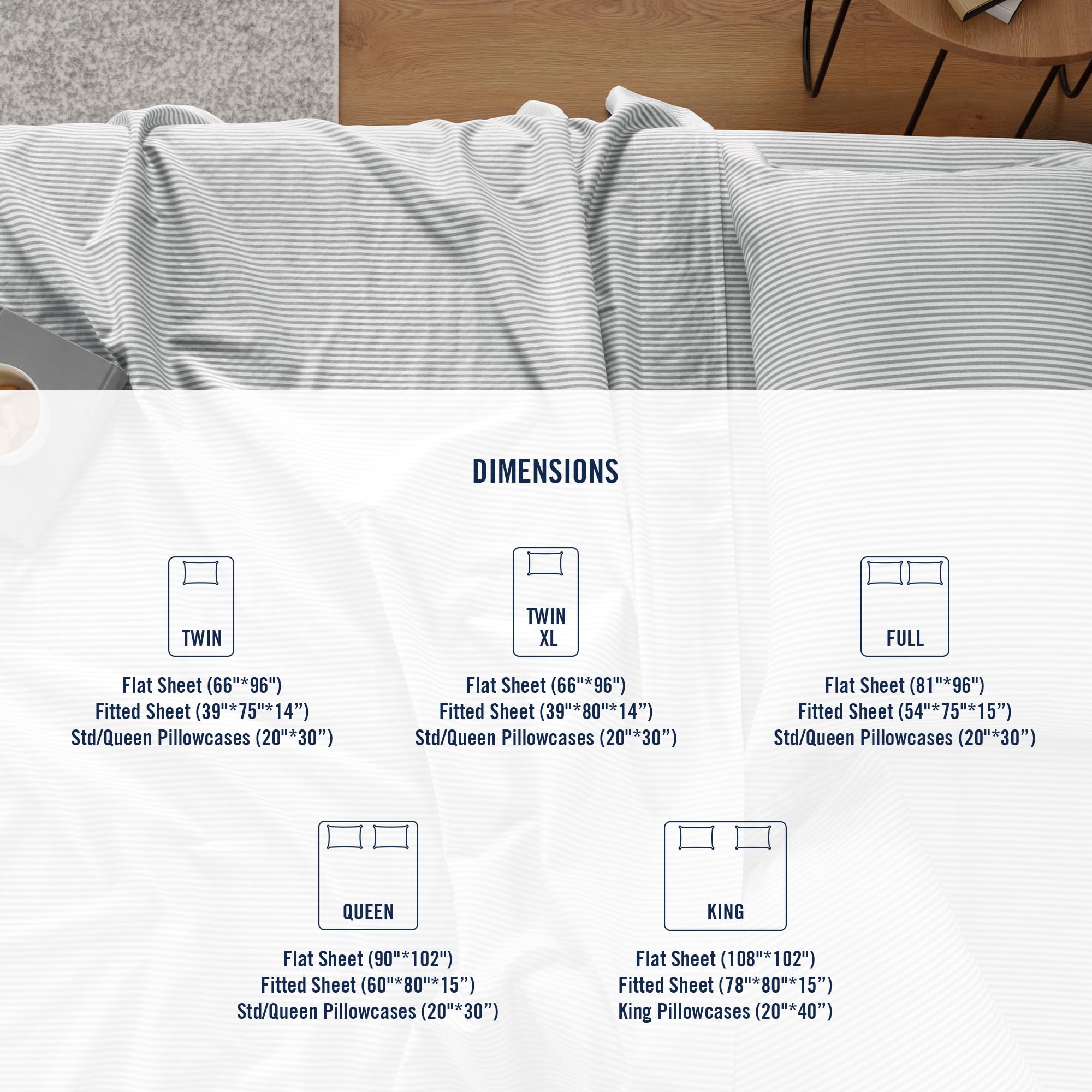 IZOD - Silky Sateen zestaw pościeli bawełnianej, gładkie i maślane uczucie, bawełna z długimi zszywkami, prześcieradła z głębokimi kieszeniami (300 TC, Queen/Grey Stripe)