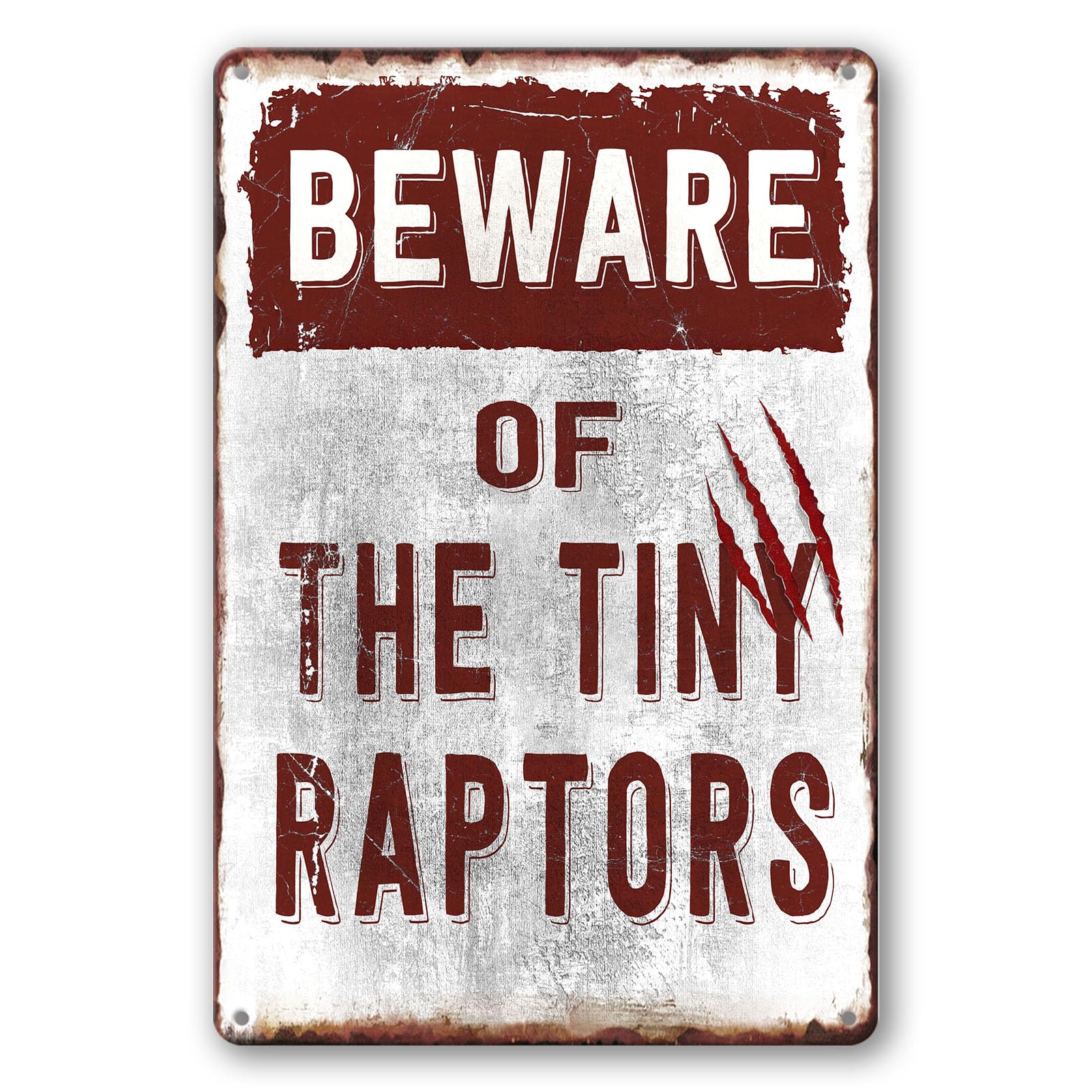 SMAZDFXX Chicken Signs, Funny Chicken Coop Sign Beware of The Tiny Raptors Metal Tin Sign Chicken Coop Accessories Outdoor Chicken Farm Sign Yard Decor 8"x12"