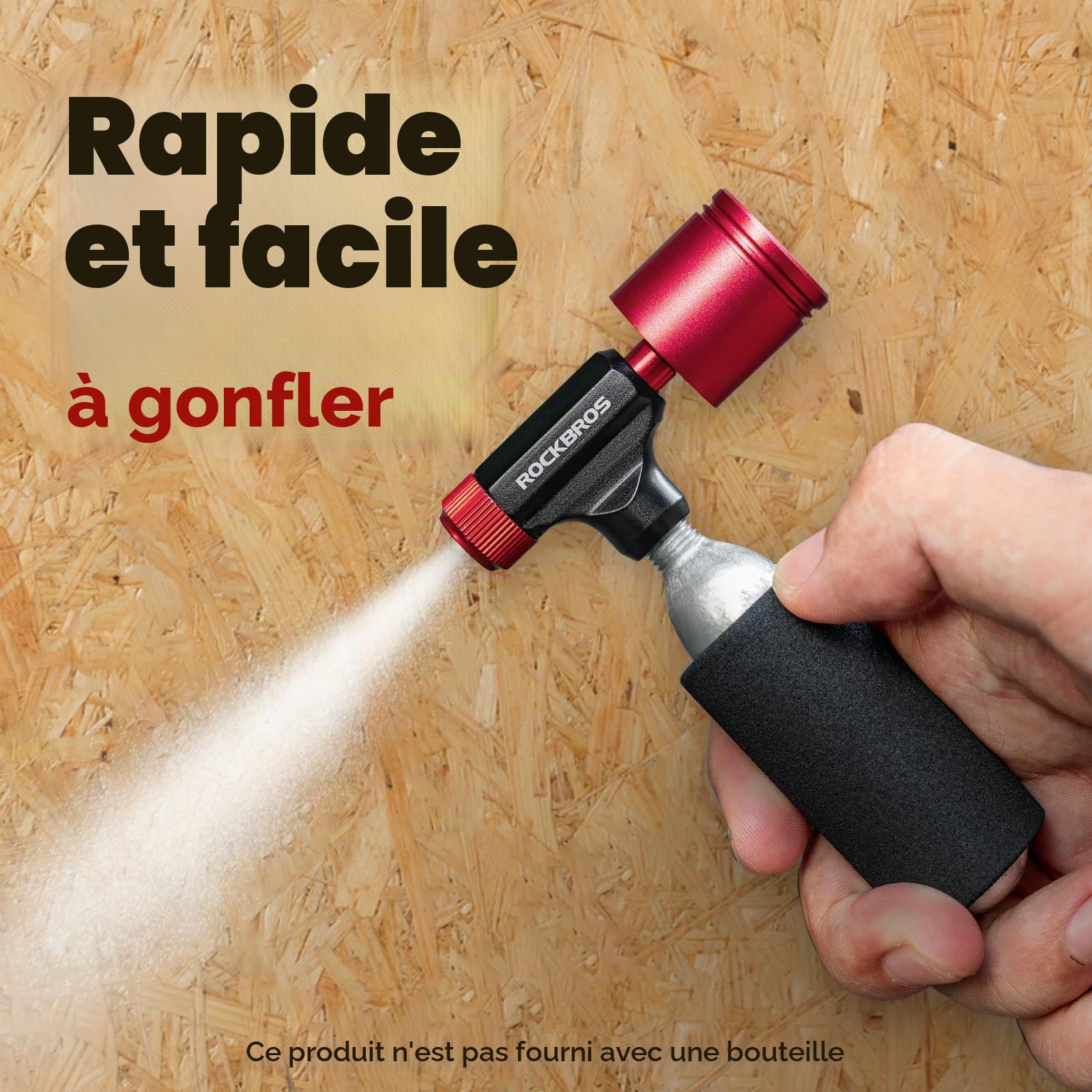 ROCKBROS Mini Pompe À Cartouches De Vélo avec CO2 pour Presta et Schrader Ventilateurs, Gonflage Rapide De Pneu pour VTT, Vélo De Route et Gravel