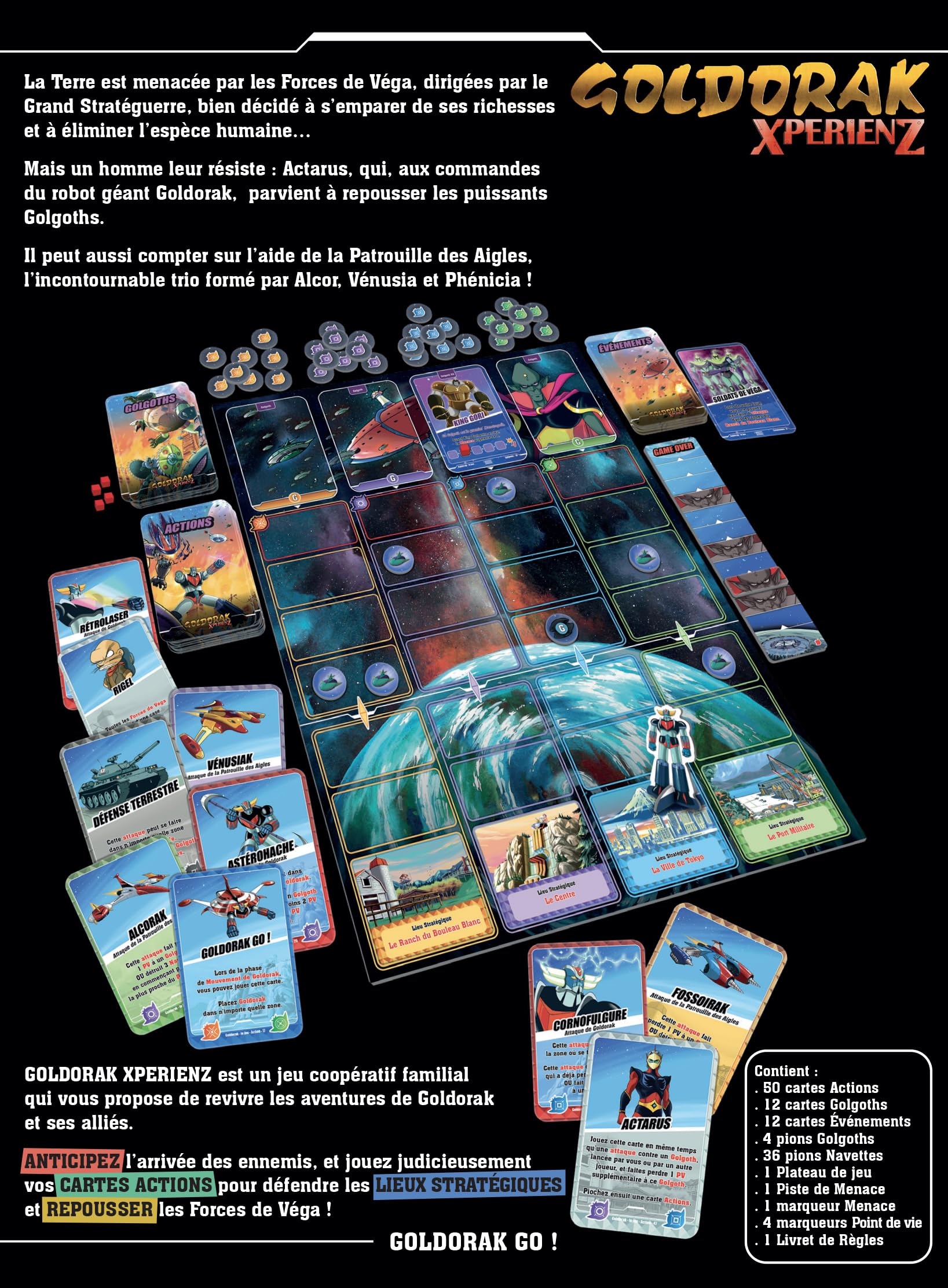 Goldorak XperienZ - Le Jeu | Jeu de société | Jeu de plateau | Goldorak | Ufo Robot Grendizer | Entre amis et en famille | Coopératif | Stratégie | Licence officielle | Animés de notre enfance