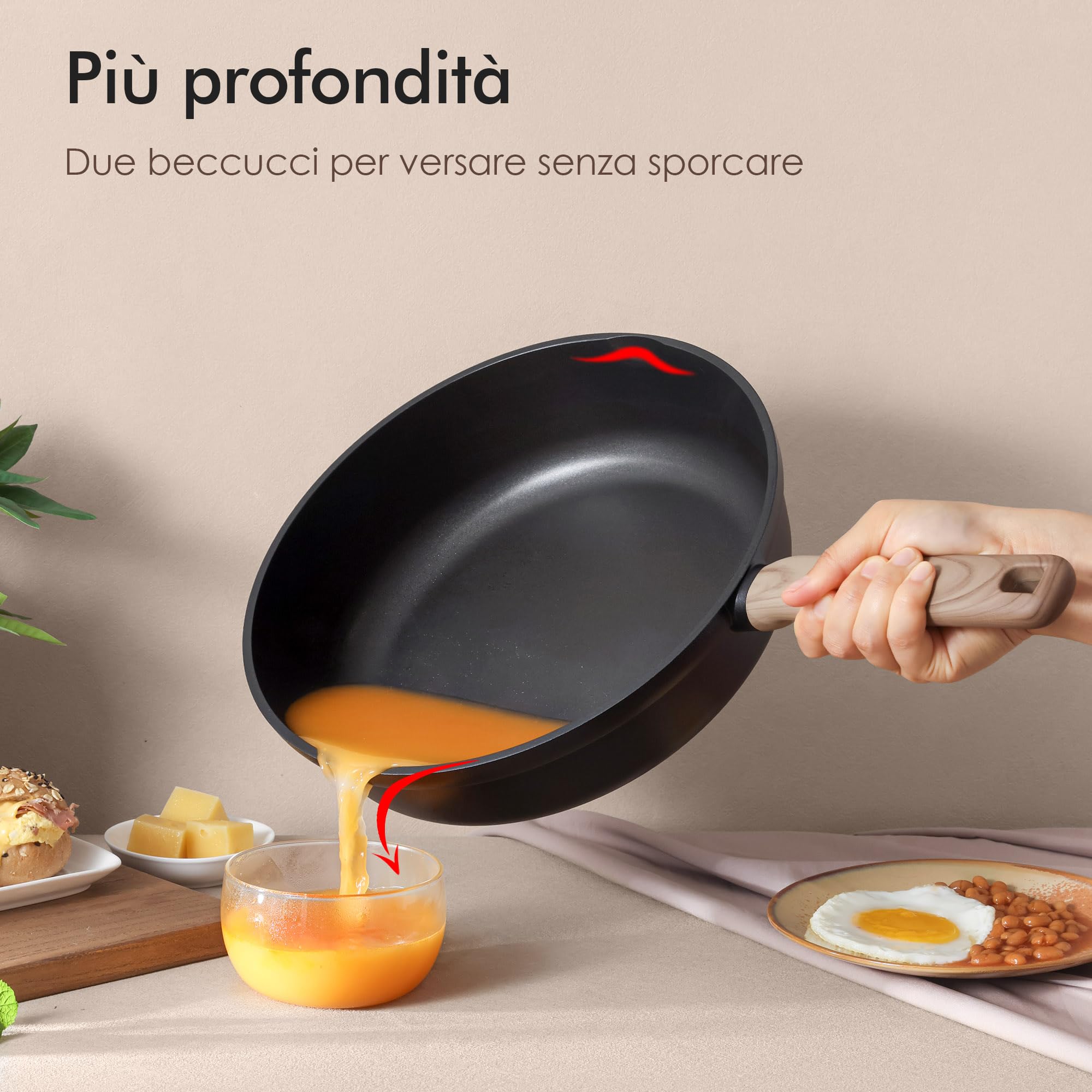 SENSARTE Padella Antiaderente 28 cm, Rivestimento Rinforzato al Titanio