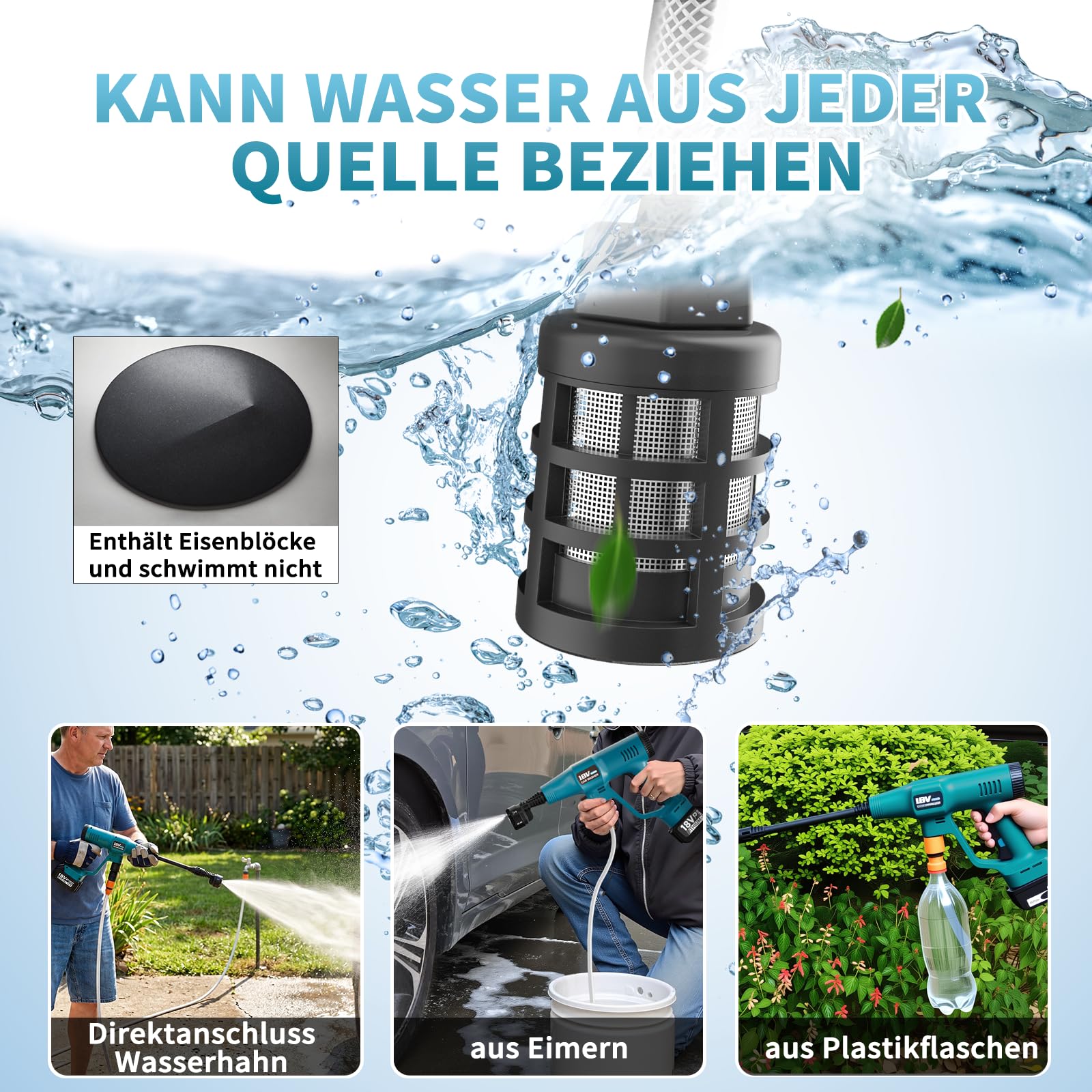 Akku-Druckreinigerpistole für Makita-18V-Akkus, Akku-Druckreiniger für Mobile Reinigung und Bewässerung (ohne Ladegerät und Akkus)