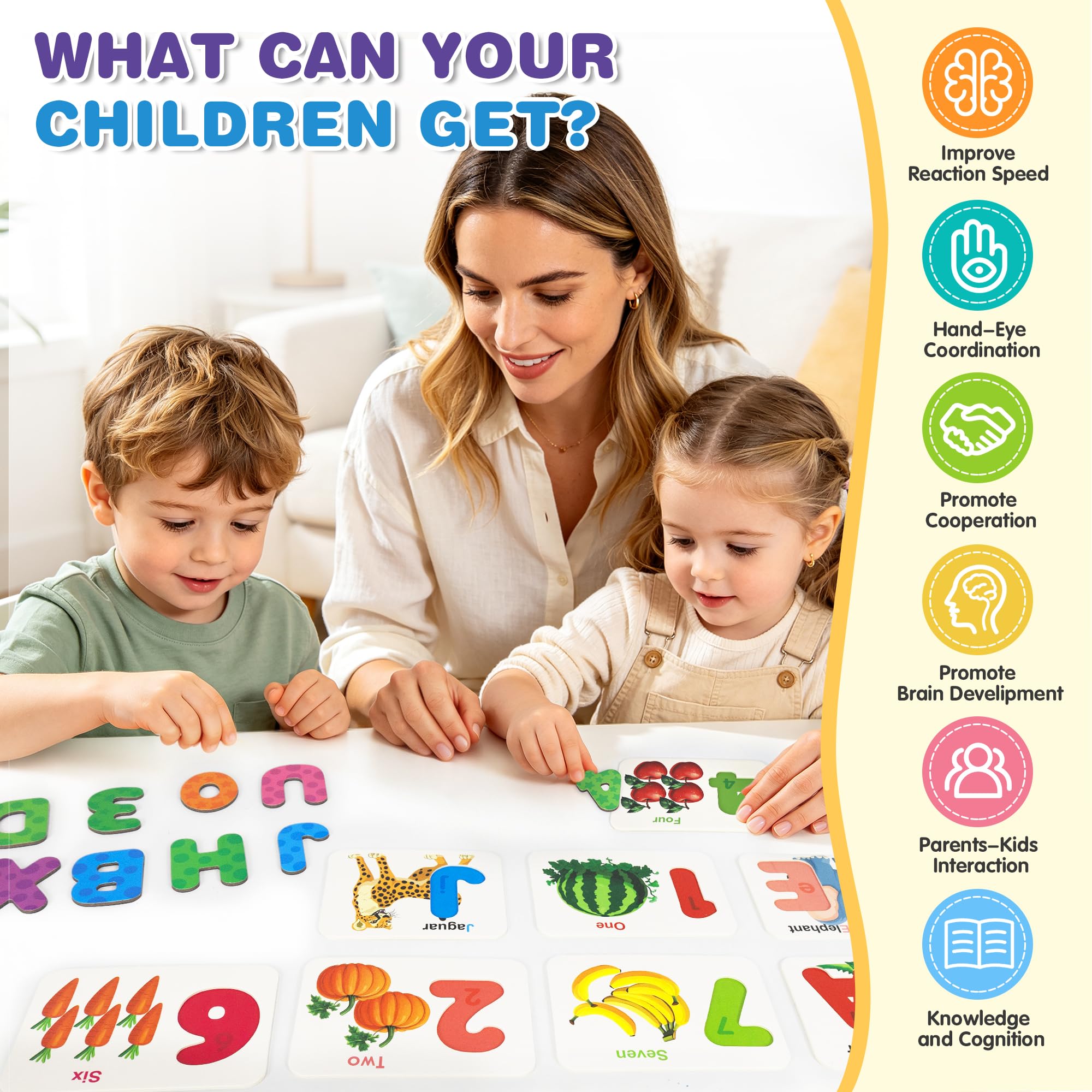 Tarjetas educativas, tarjetas flash de números y alfabeto para niños pequeños de 3 a 5 años
