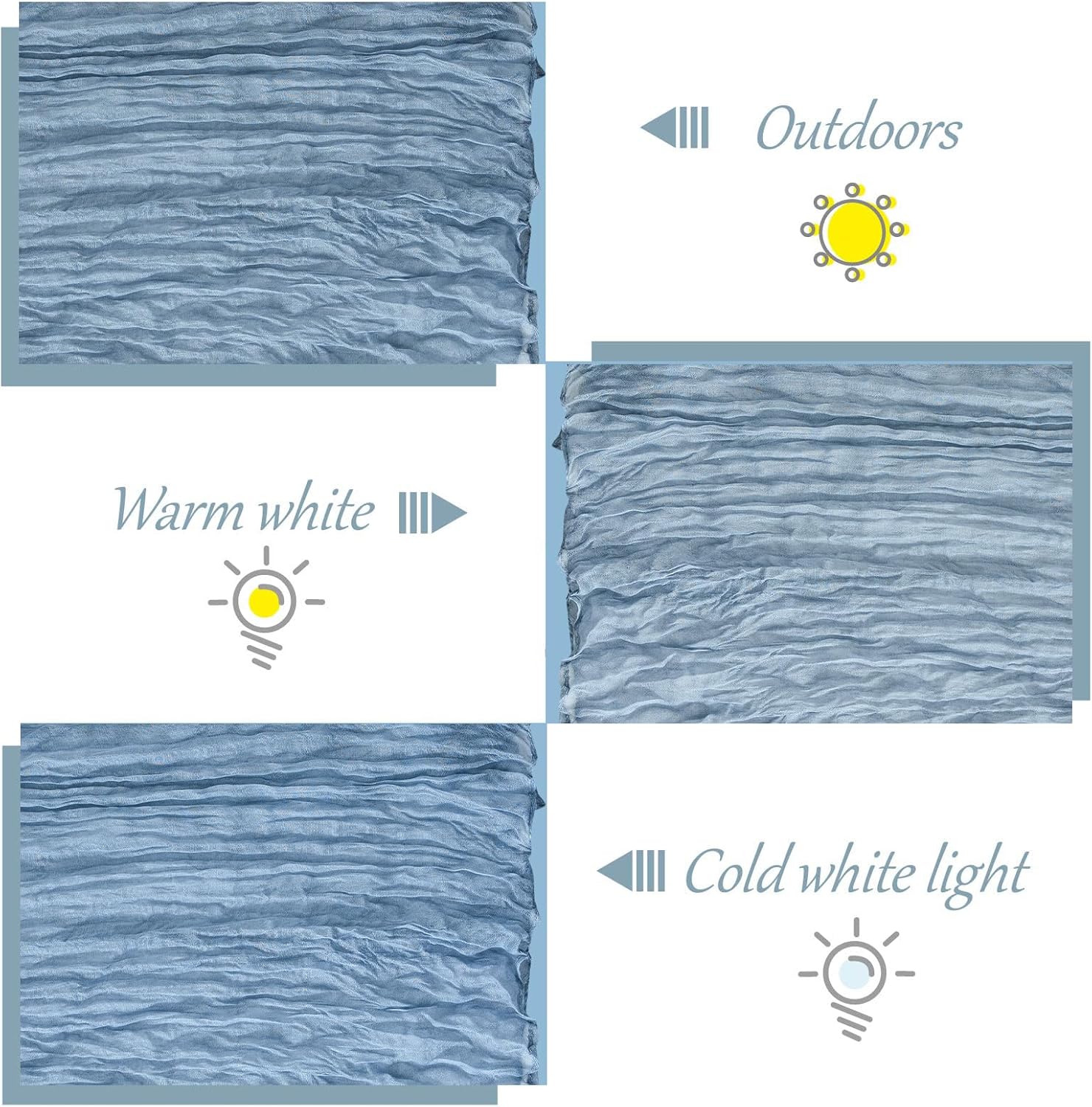 Cheesecloth Table Runner 17x108 Inch Semi Sheer Boho Fabric for Wedding Baby Shower Birthday Party Home Table Decor (Dusty Blue, 16 Pack - 17 x 108 inches)