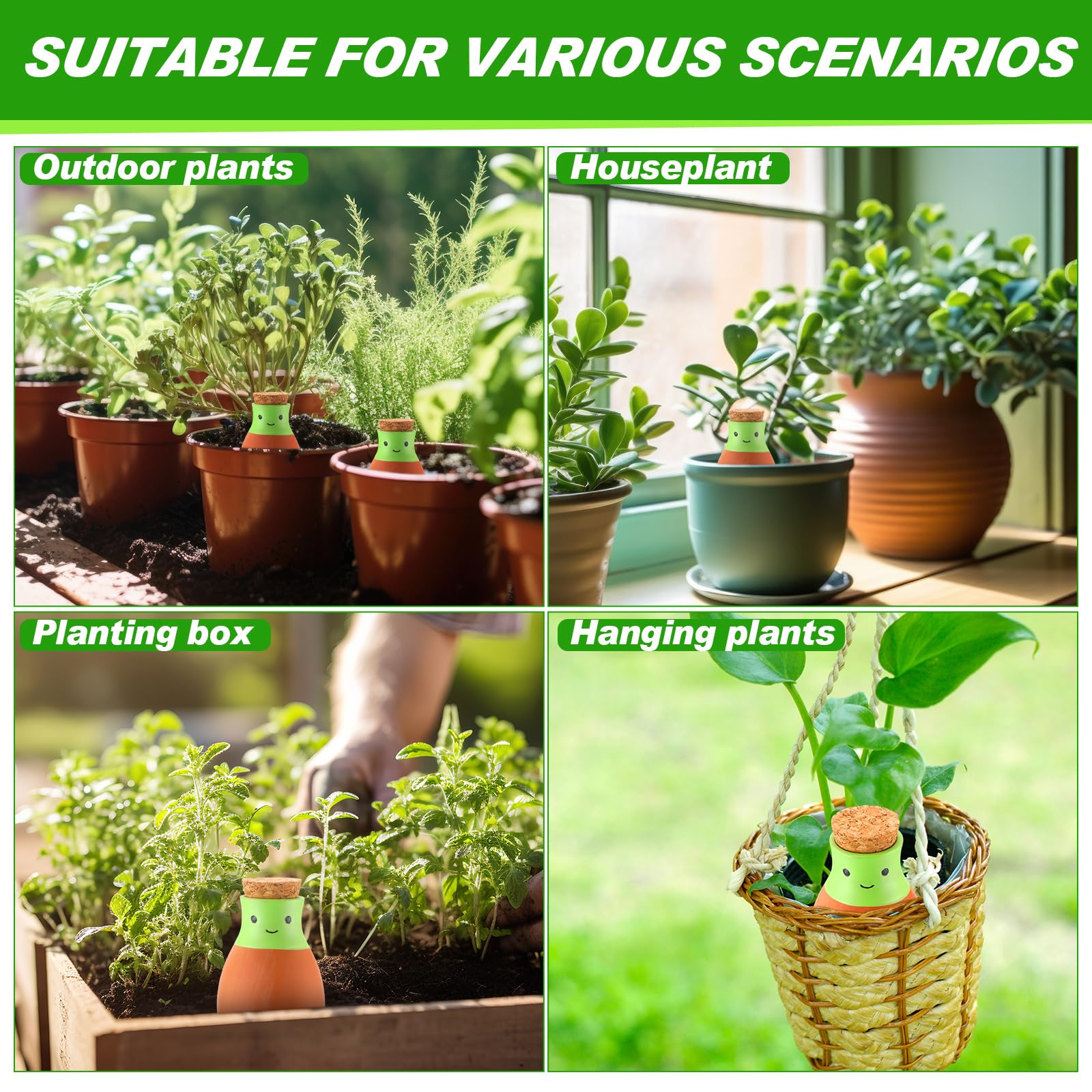 LemonRoad Ollas Lot de 6 globes d'arrosage automatique en terre cuite pour pot en argile pour extérieur et intérieur avec 2 semaines faciles à remplir