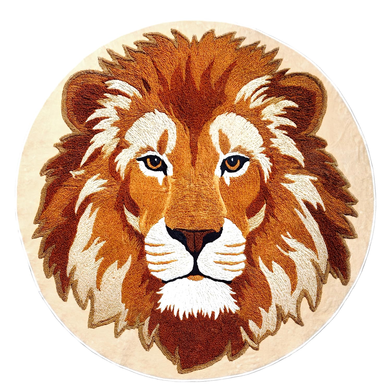 Funky Lion Rug,Kids Bedroom Rugs for Boys Cool Animal Print Area Rug Decorative Carpet for Decorating Living Room,Kids Room,Jungle Themed Room,Playroom,Nursery(Non Slip Machine Washable,120x120cm)